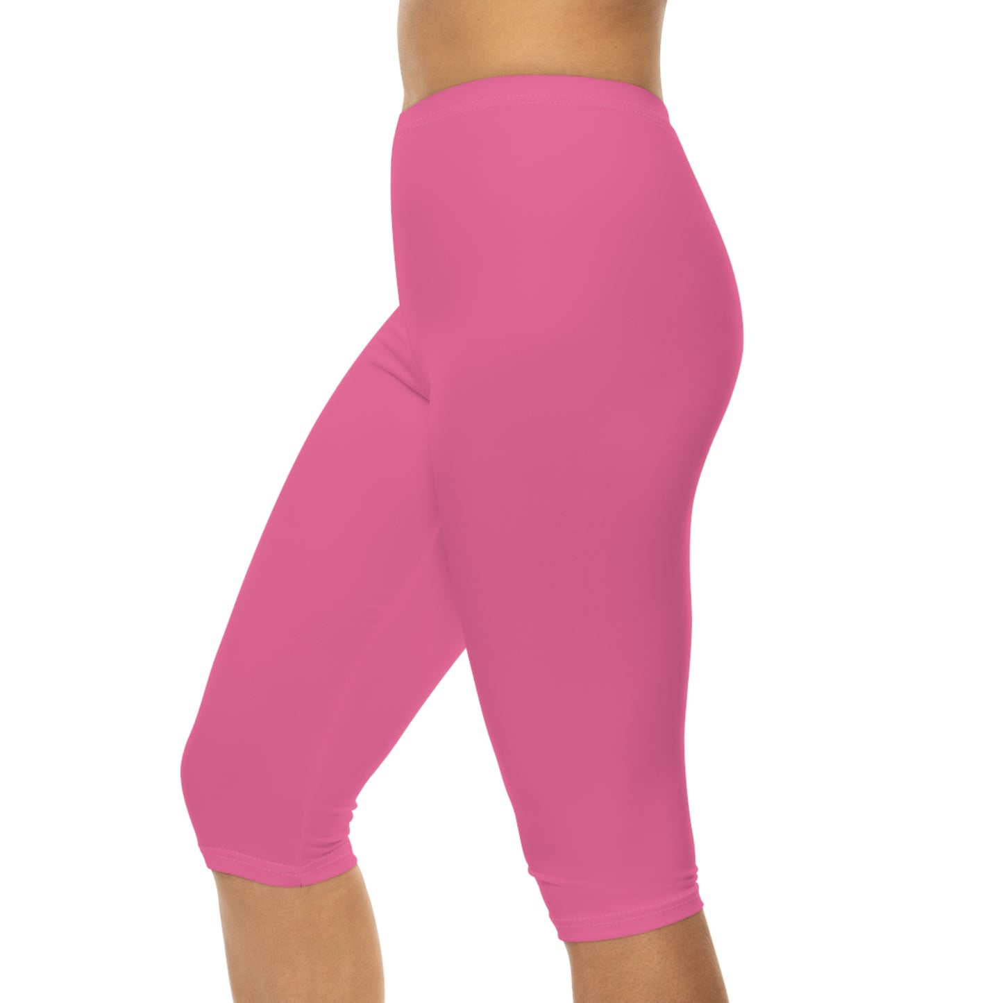 Rose Kiss Color Women's Brushed Suede Poly Span Casual Capri Leggings XS-2XL