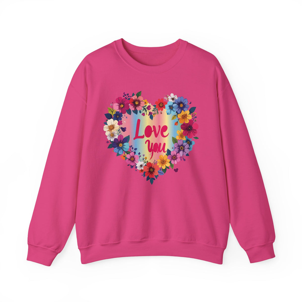 Floral Love Graphic Valentine's Day Sweatshirt Unisex 50/50 Cotton-Poly Sweatshirt w66