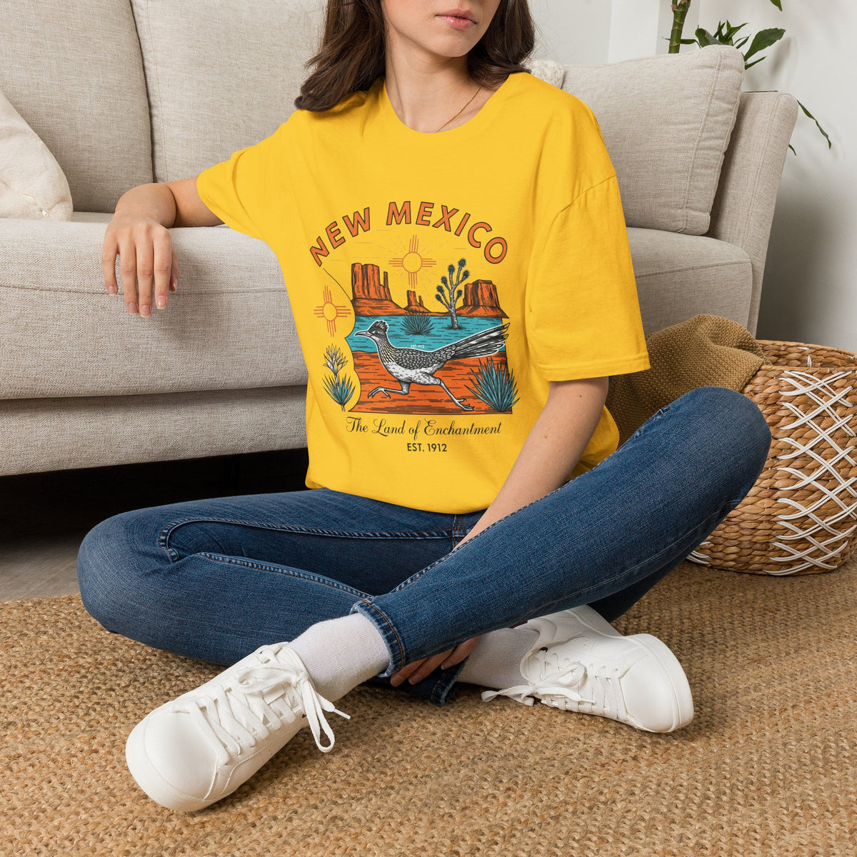 New Mexico Desertscape T-Shirt — The Land of Enchantment Travel Tourist Graphic Design Unisex 100 Cotton Gildan T-Shirt