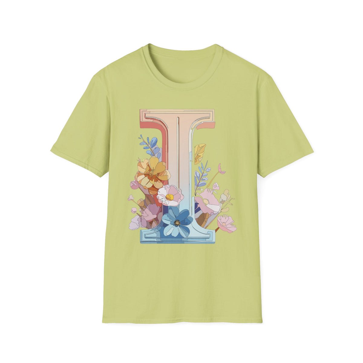 Floral Letter I T-Shirt | Monogram Initial Tee