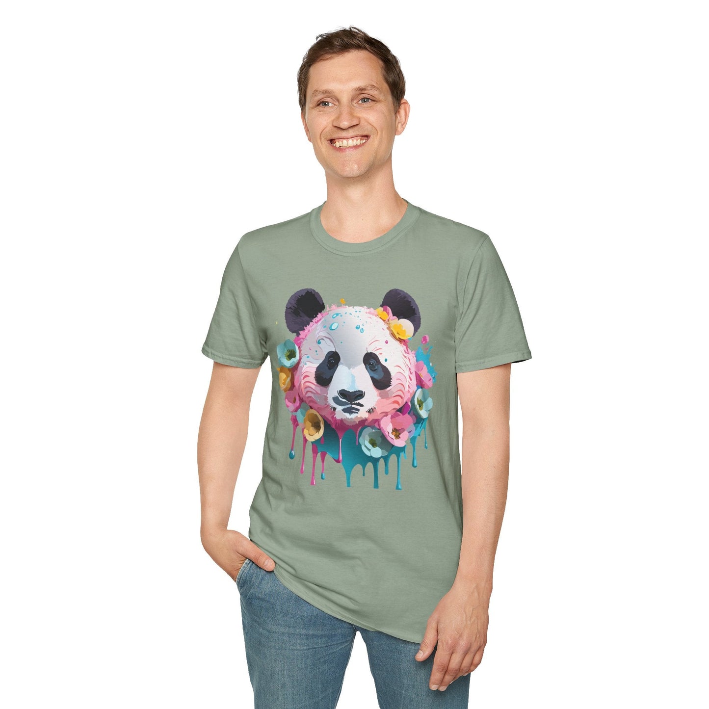 Panda Shirt Unisex T Shirt Graphic Tee Animal Print Gildan Softstyle 64000 100 Percent Cotton