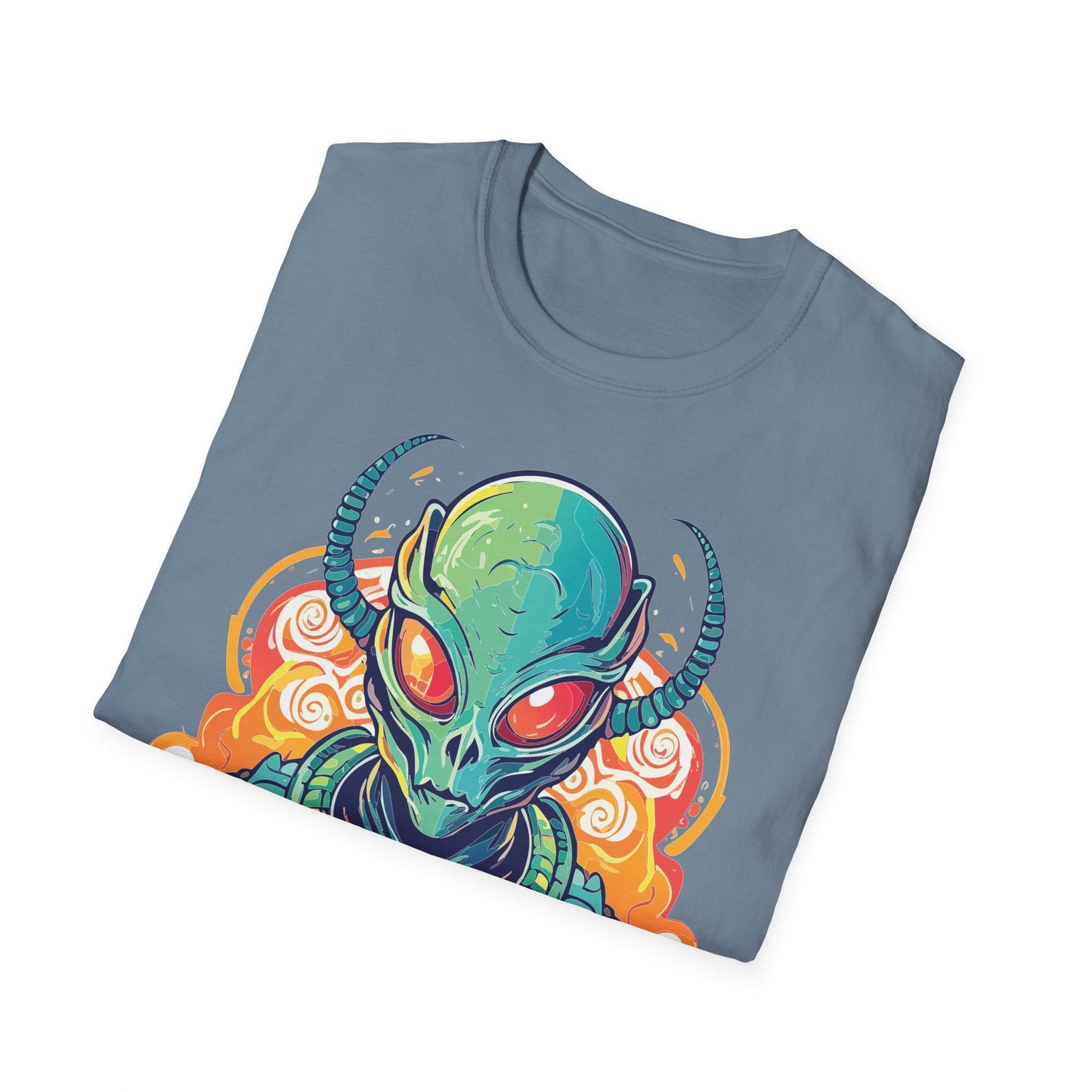 Cosmos Alien T Shirt Unisex Softstyle Cotton Tee With Space Artwork Graphic Design