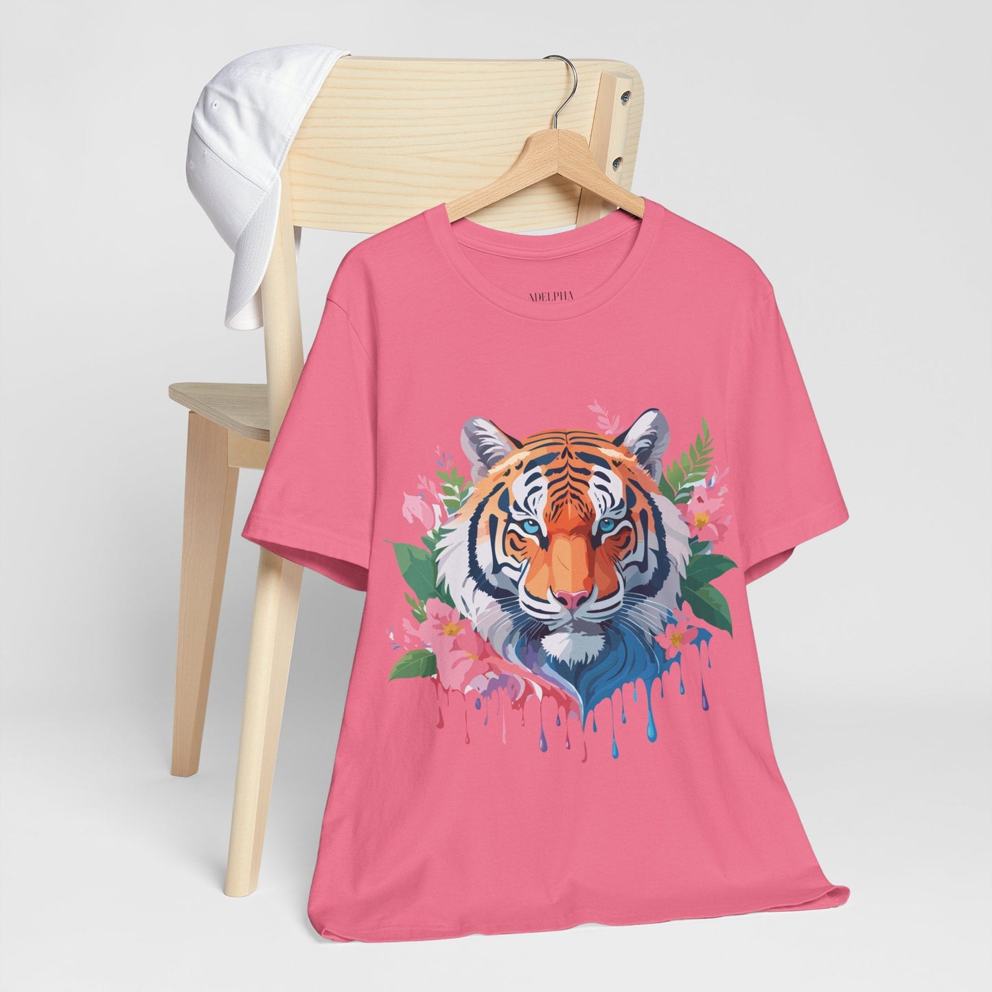 Tiger Graphic Tee Unisex Short Sleeve Shirt With Vintage Inspired Artwork By Adelpha