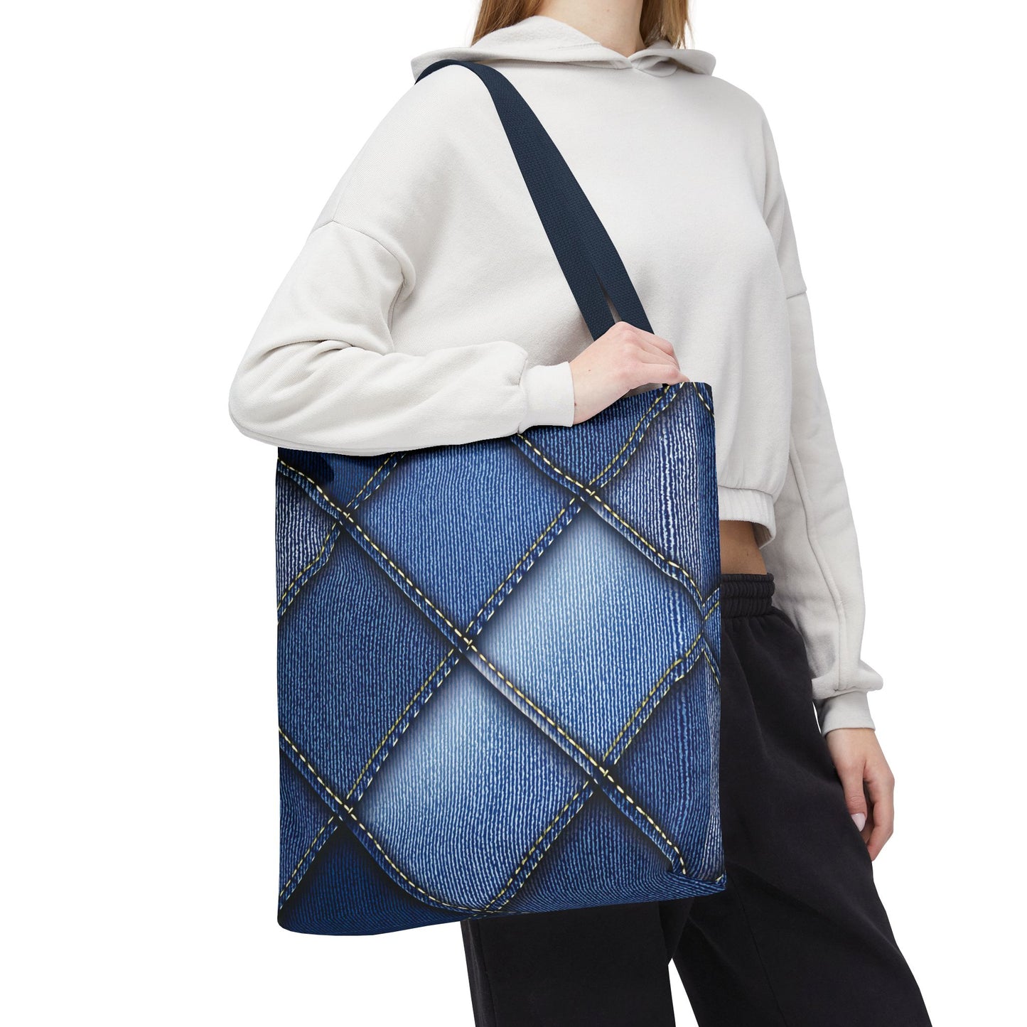 Denim Fabric Imitation Print Unisex Canvas Bag Poly Spun 3 Sizes Tote Bag 101