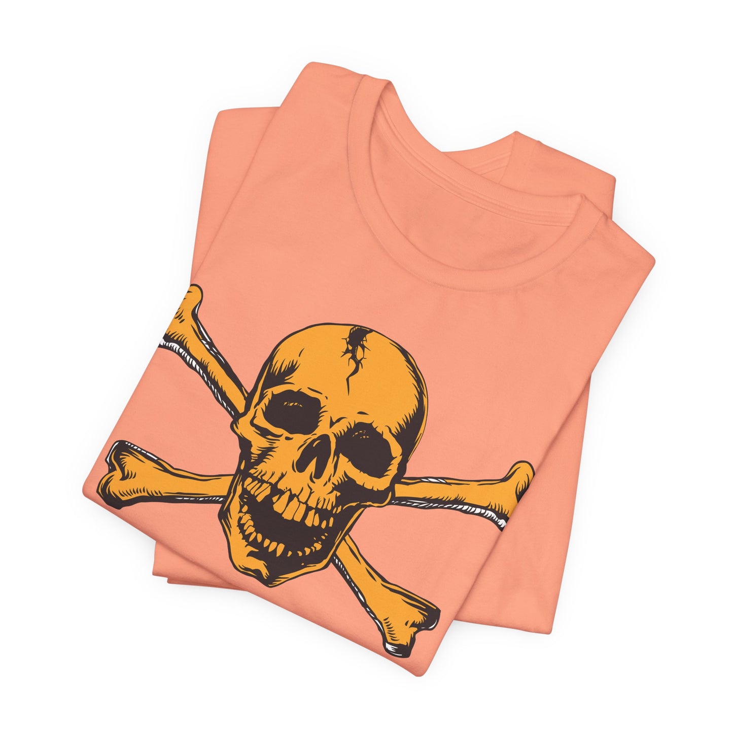 Orange Skull Graphic Design Tee, Skull Shirt, Vintage Tees, Art Design T-Shirt, Vintage Graphic Tee, Art Shirts with Skulls