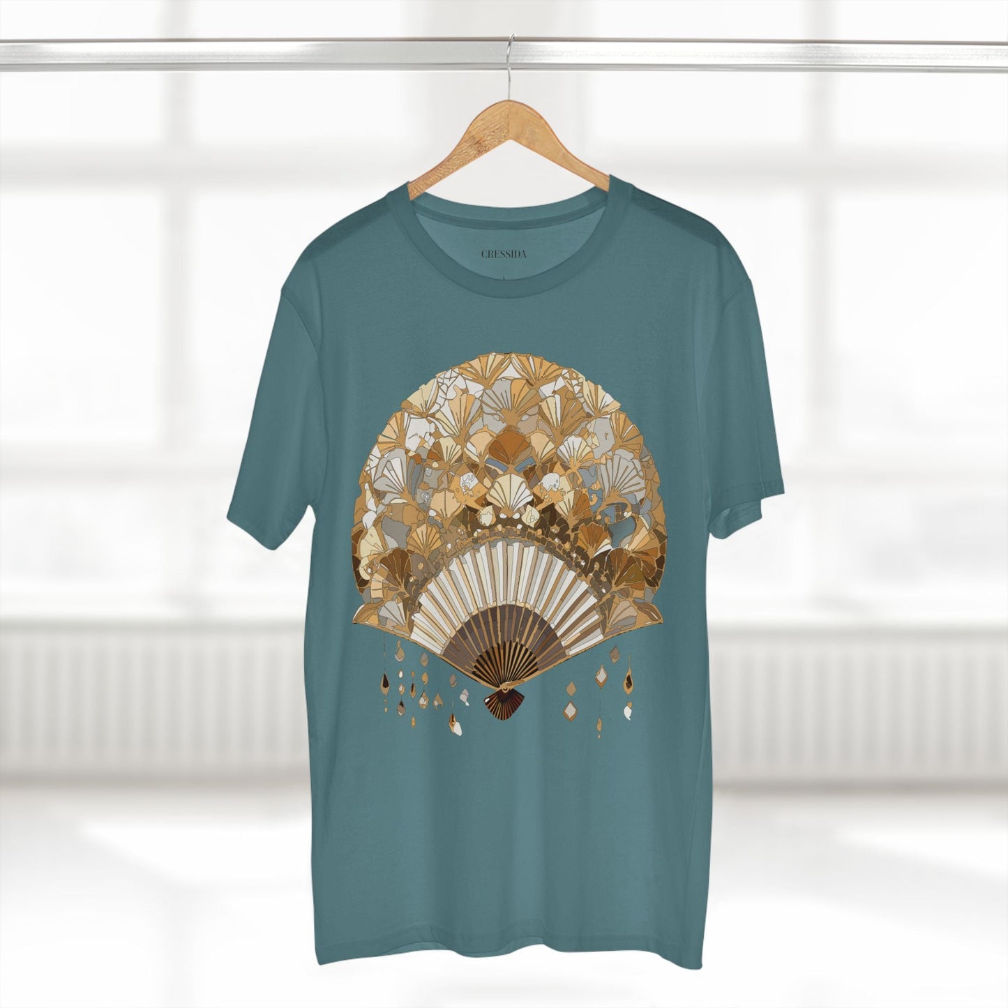 Antique Fan Graphic Design T-Shirt Unisex 100 Cotton Floral Carnival Artwork Tee 10