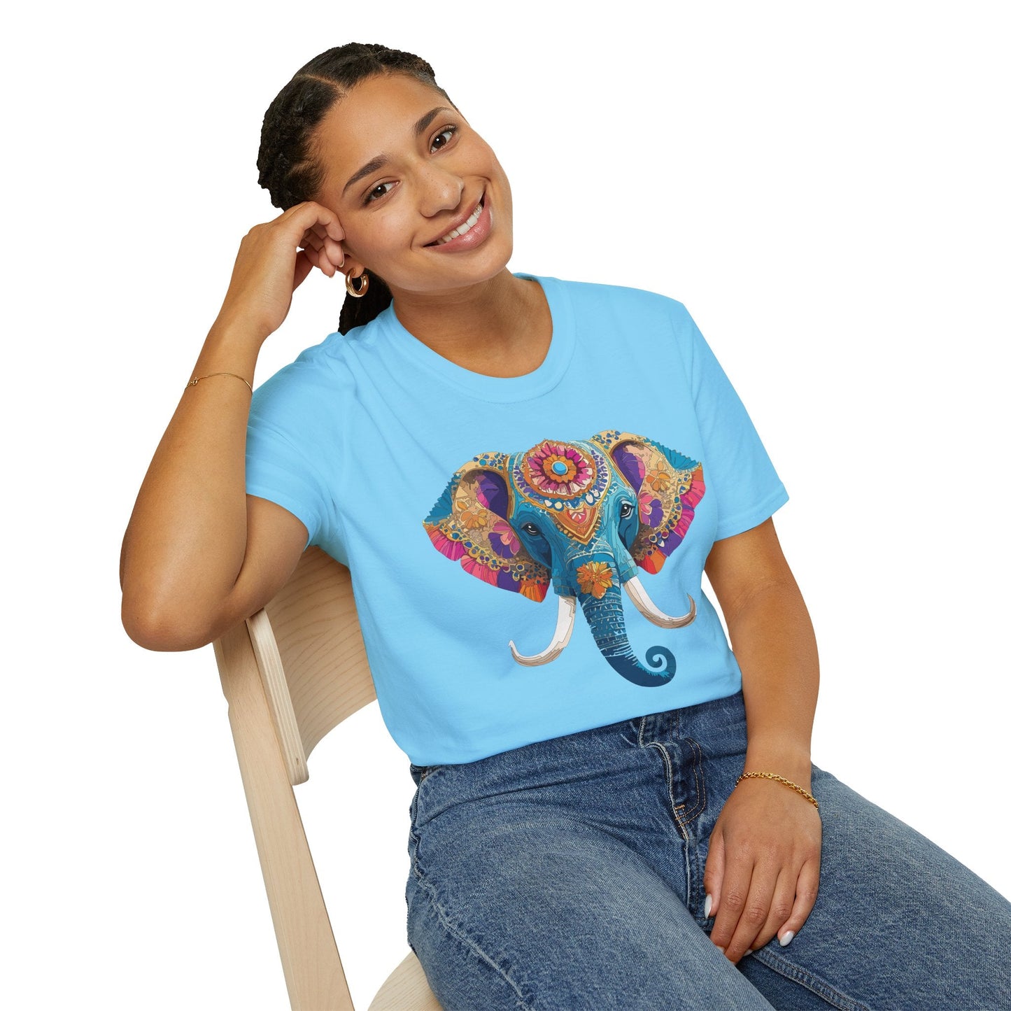 Unisex Elephant Graphic Tee Gildan Softstyle Cotton T Shirt Animal Print Comfortable Wear