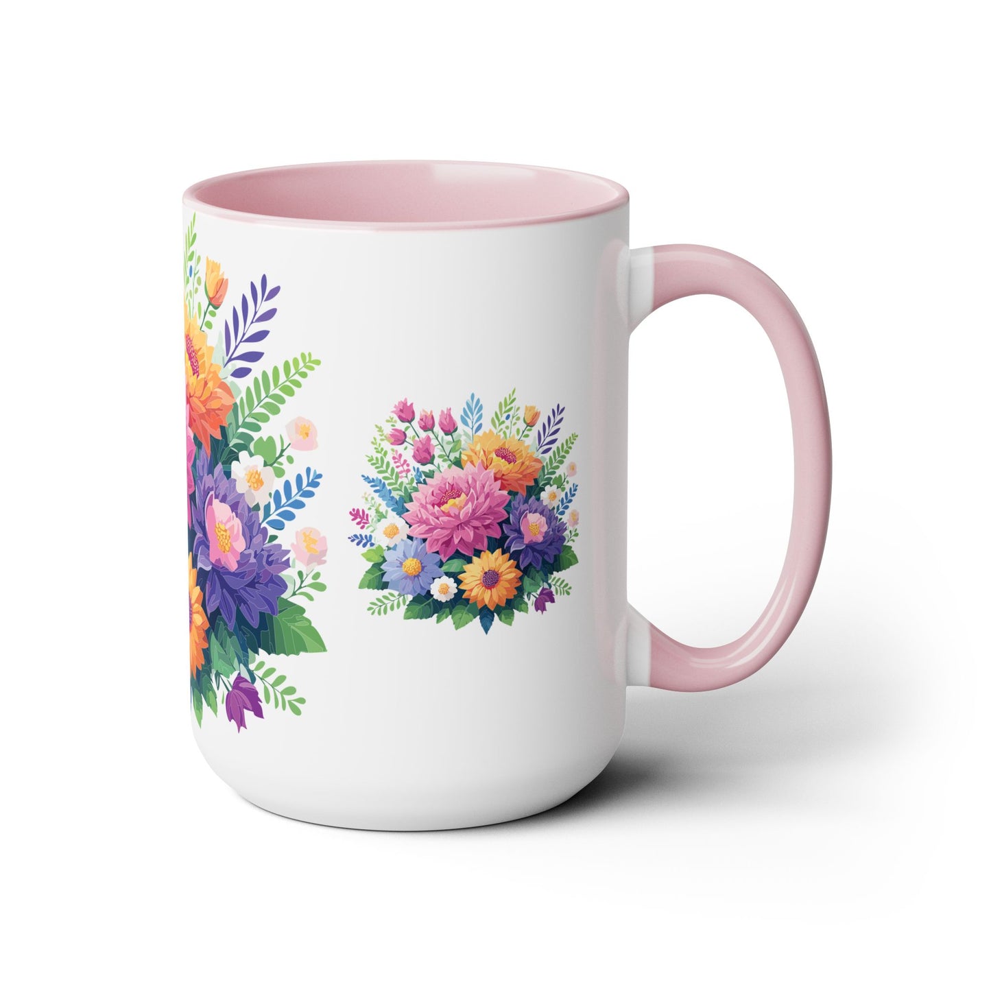 Two-Tone Coffee Mugs with flowers