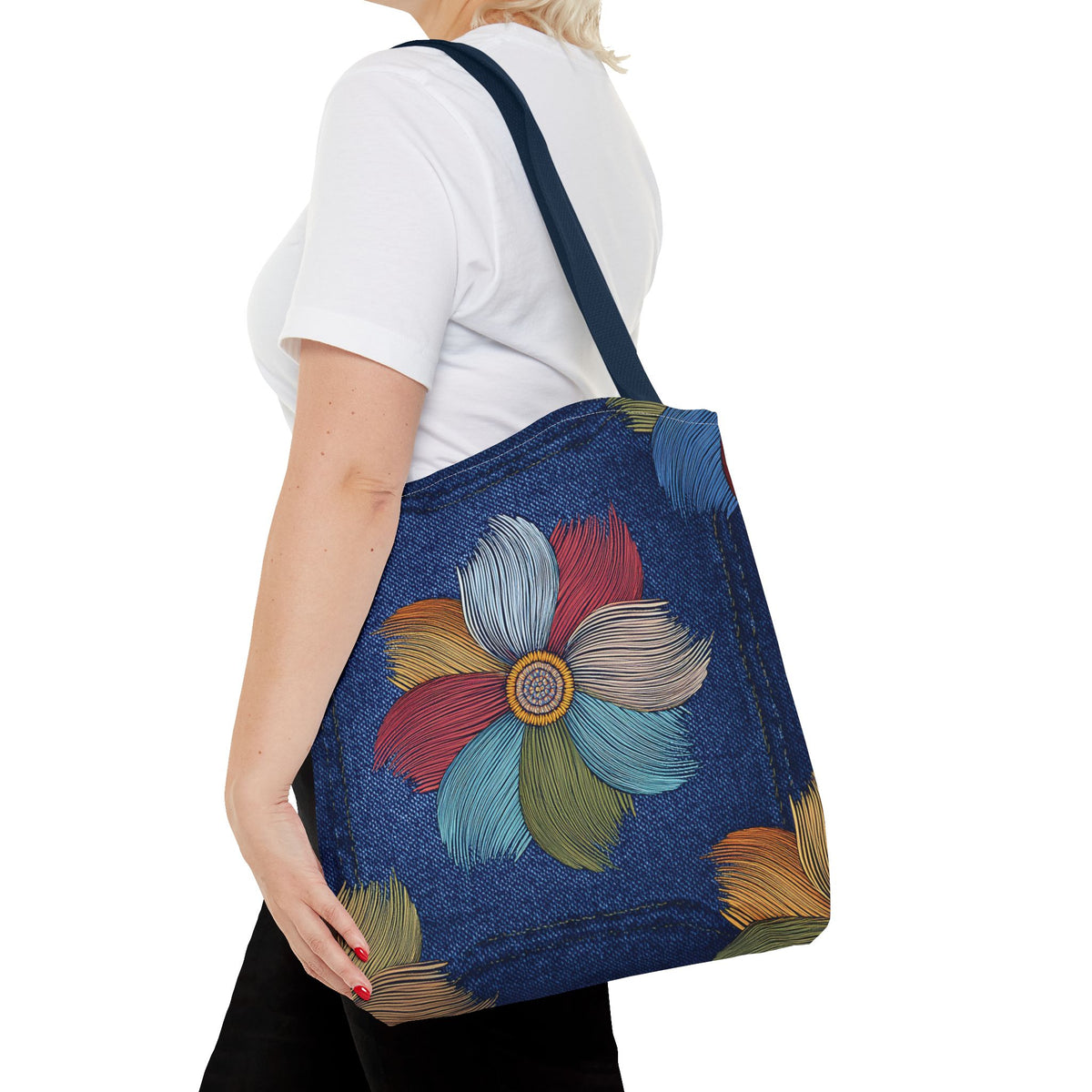 Denim Fabric Imitation Print Unisex Canvas Bag Poly Spun 3 Sizes Tote Bag 175