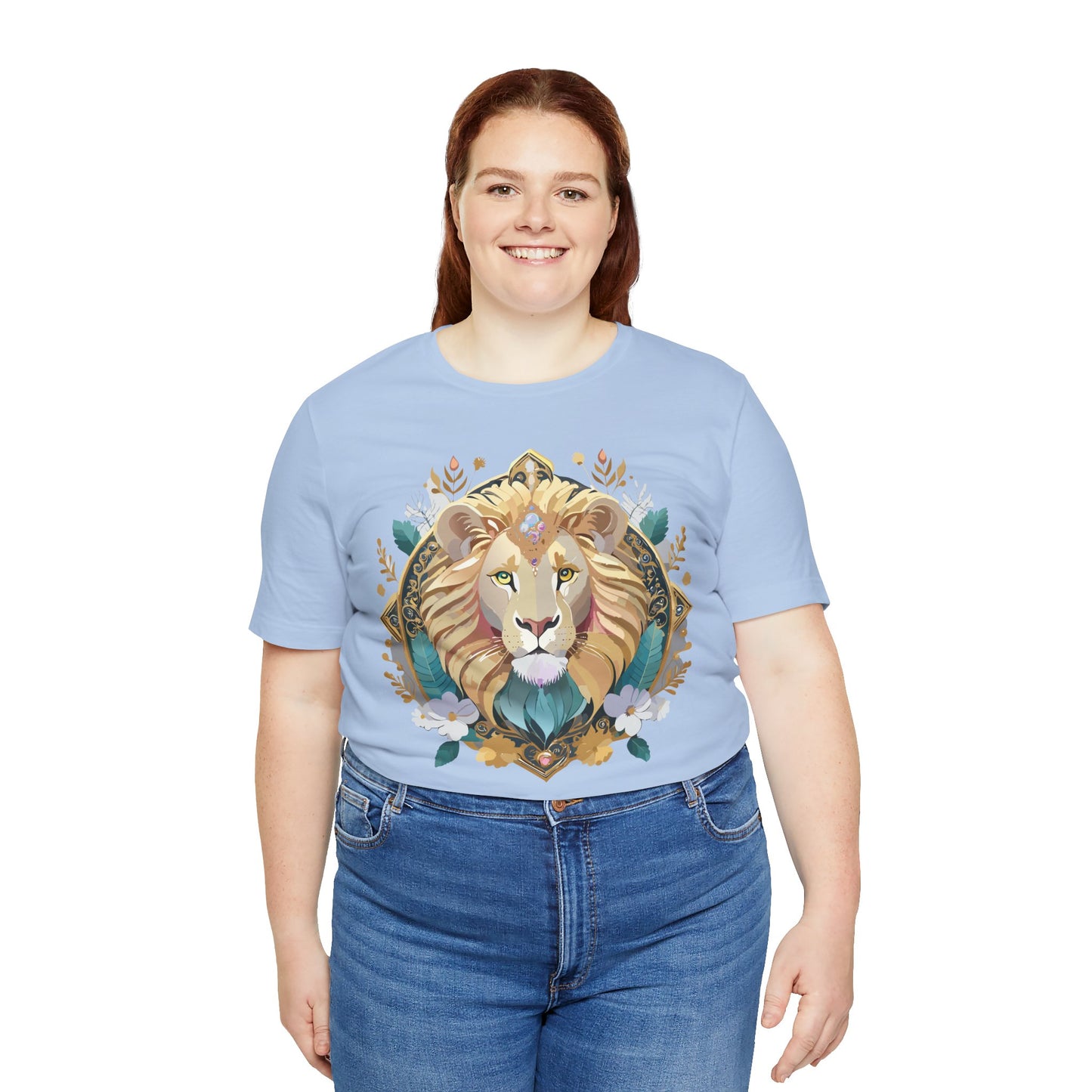 Unisex Lion Graphic Tee, Animal Shirt, Tee Shirt with Lion, Medallion T-Shirt, Animal Medallion Tees 2
