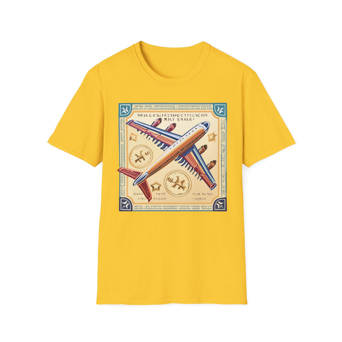 Aviator Vintage Plane T-Shirt — Retro Travel Aircraft Design Travel Post Graphic Design Unisex 100 Cotton Gildan T-Shirt