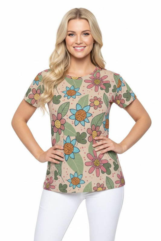 Women Poly Shirt with Floral Print F219