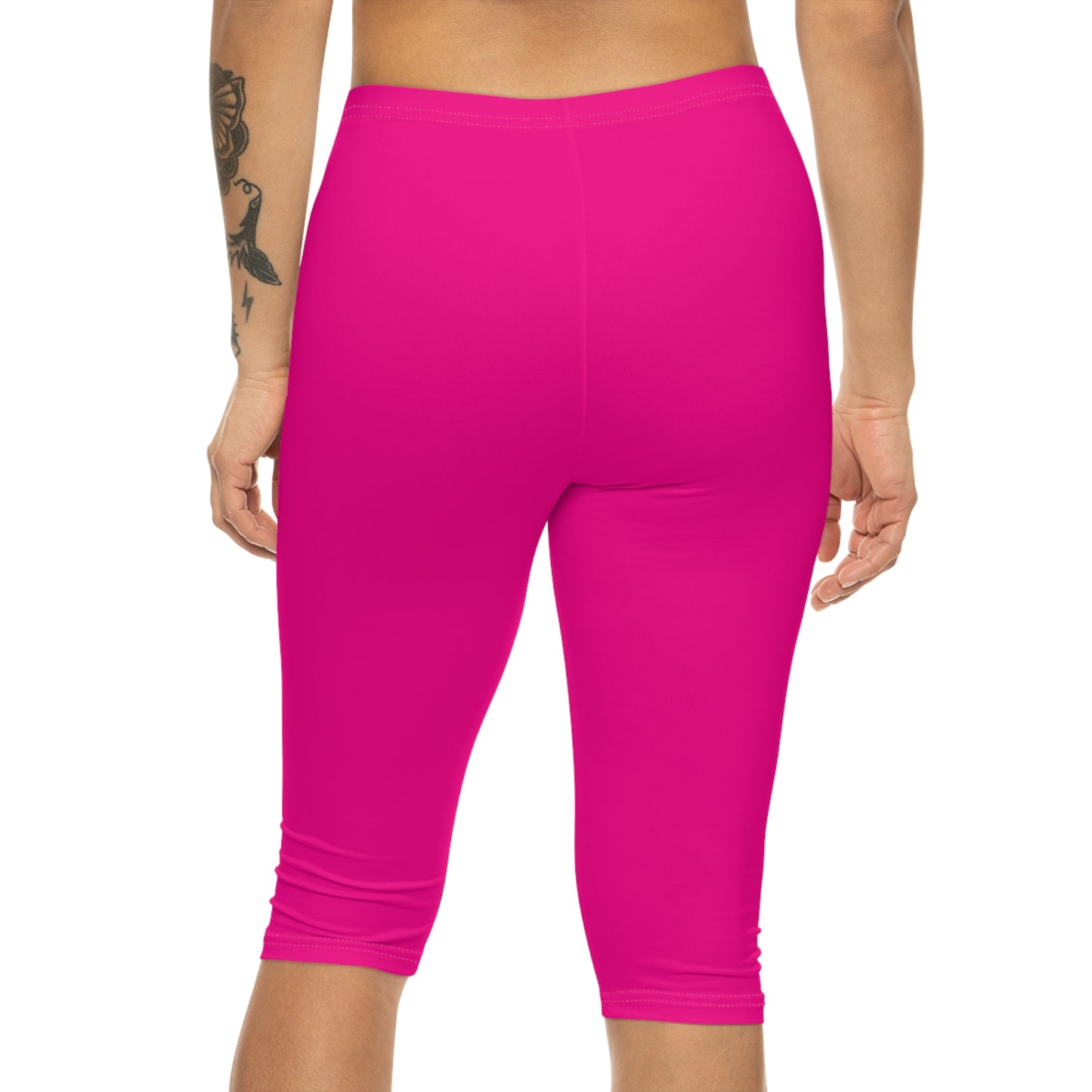 Barbie Pink Color Women's Brushed Suede Poly Span Casual Capri Leggings XS-2XL