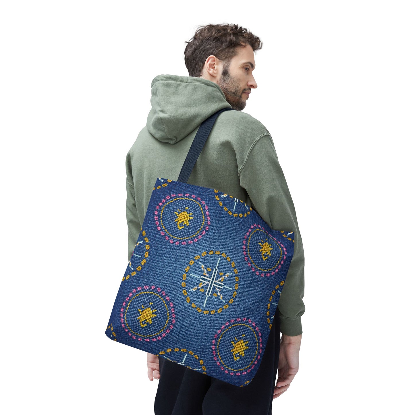 Diwali Graphic Denim Fabric Imitation Print Unisex Canvas Bag Poly Spun 3 Sizes Tote Bag 205-3
