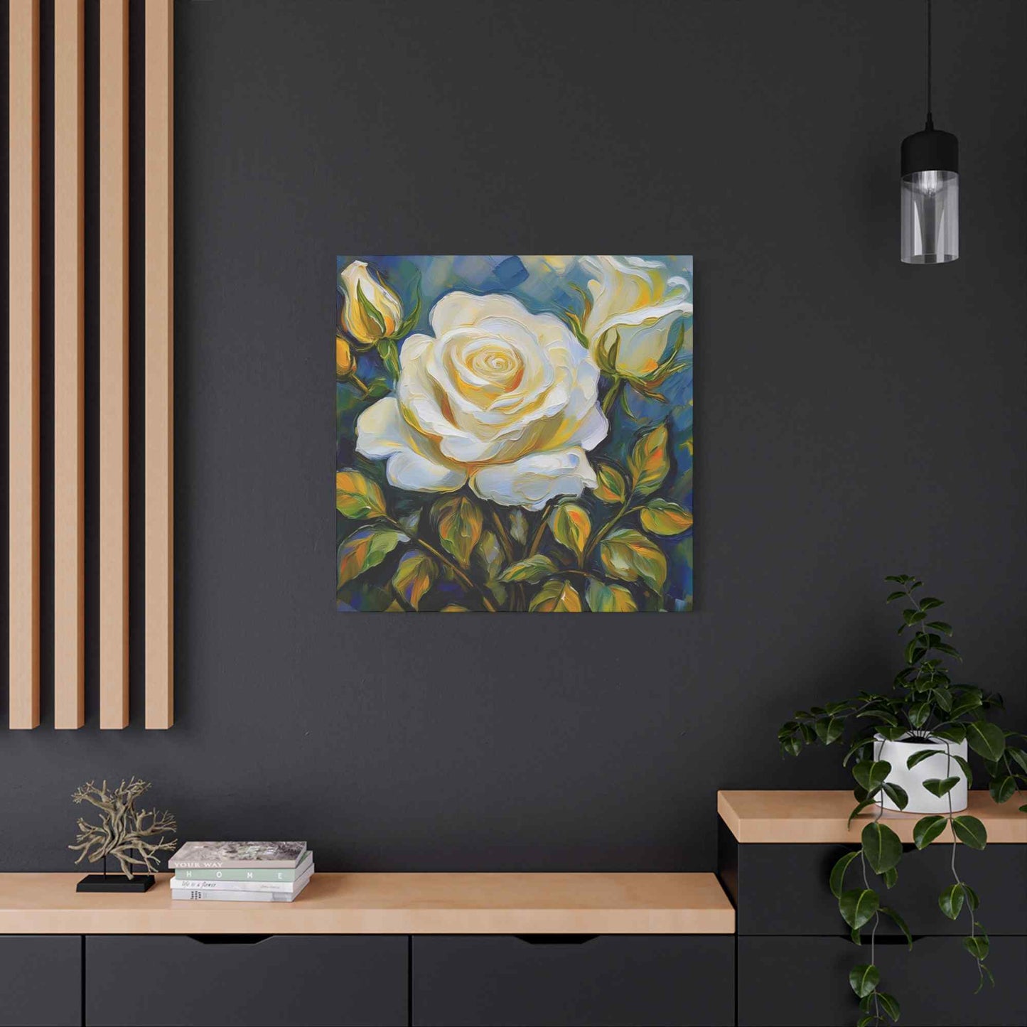 White Roses Print Canvas, Roses Oil Paint Print 20x20, 24x24, 30x30, 32x32, 36x36, Floral Art Design Print Non-Frame MC-21