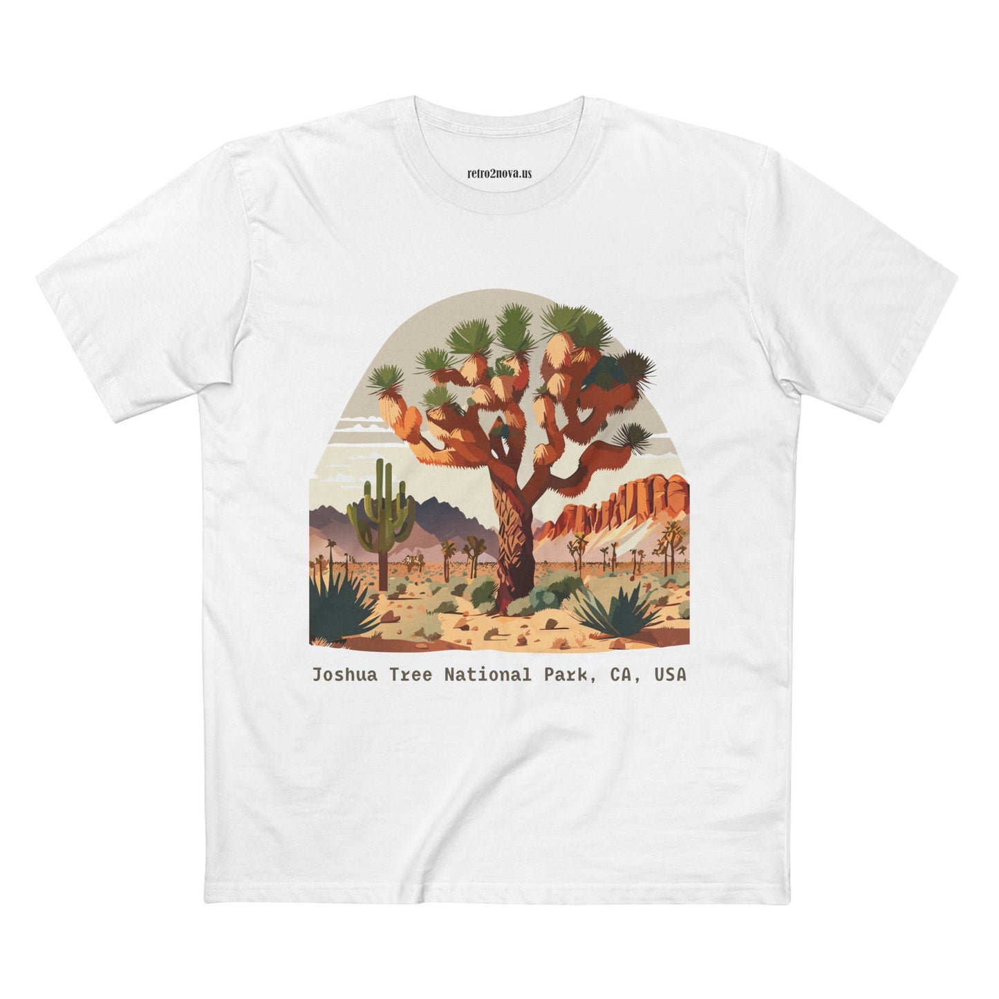 Joshua Tree Travel Shirt Unisex Premium Cotton Tee With Original Art Design Retro2Nova