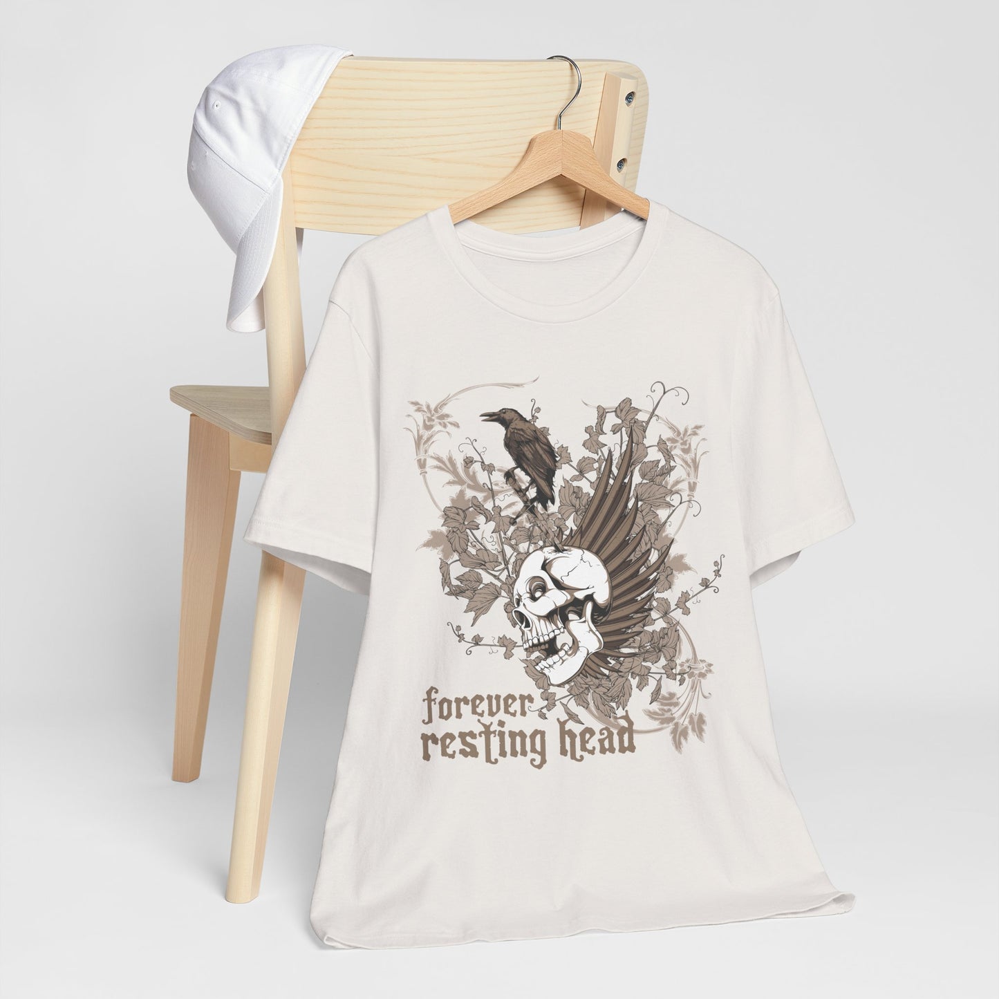 Forever Resting Head Tee, Edgy Graphic Shirt, Music T-Shirt, Gothic Tees, Skull Shirt, Art Design Tee, Skull Graphic Top