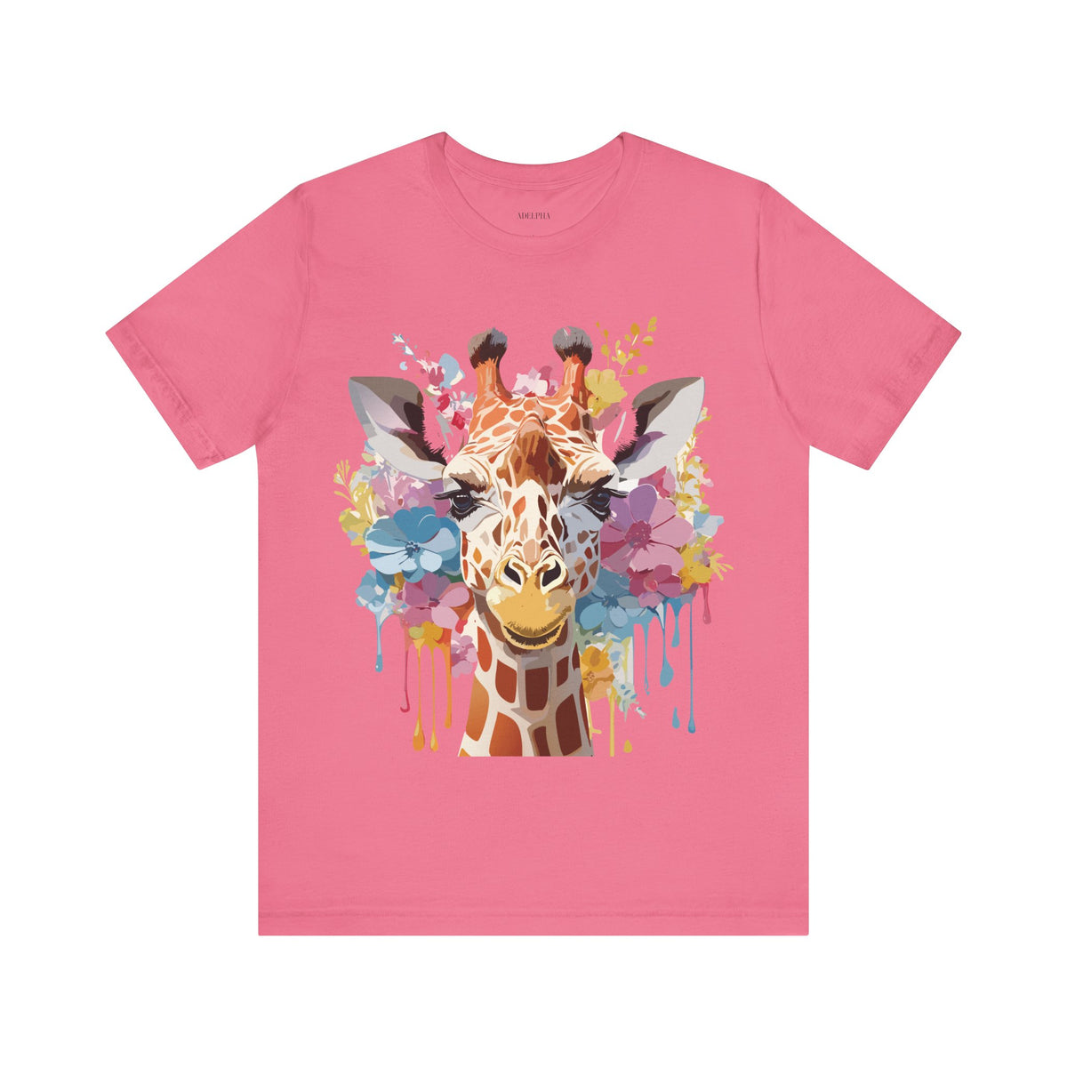 Giraffe Graphic Unisex Cotton Bella+Canvas Tee with Art Animal Design e18