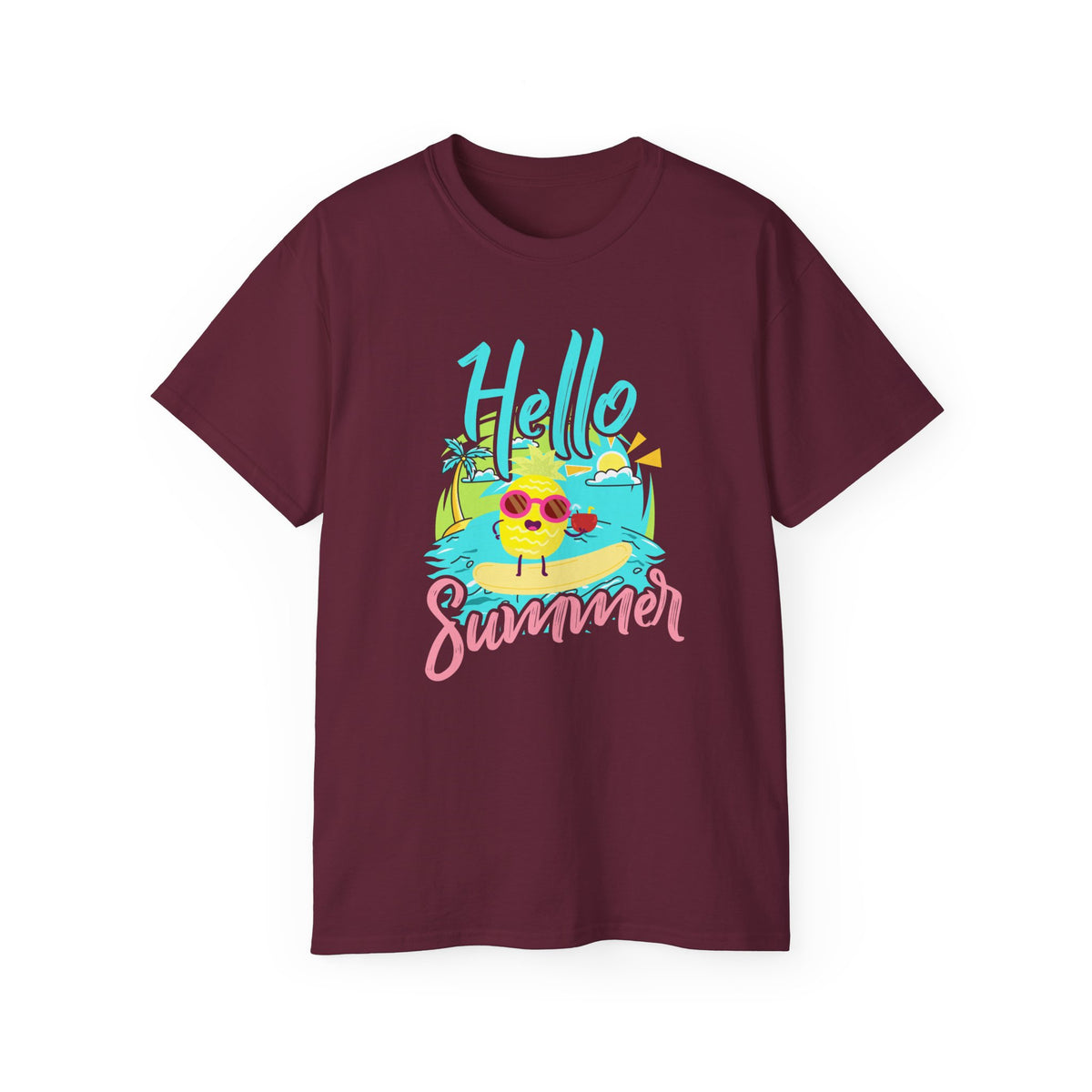 Hello Summer chick graphic Tee | Summer beach sun illustration