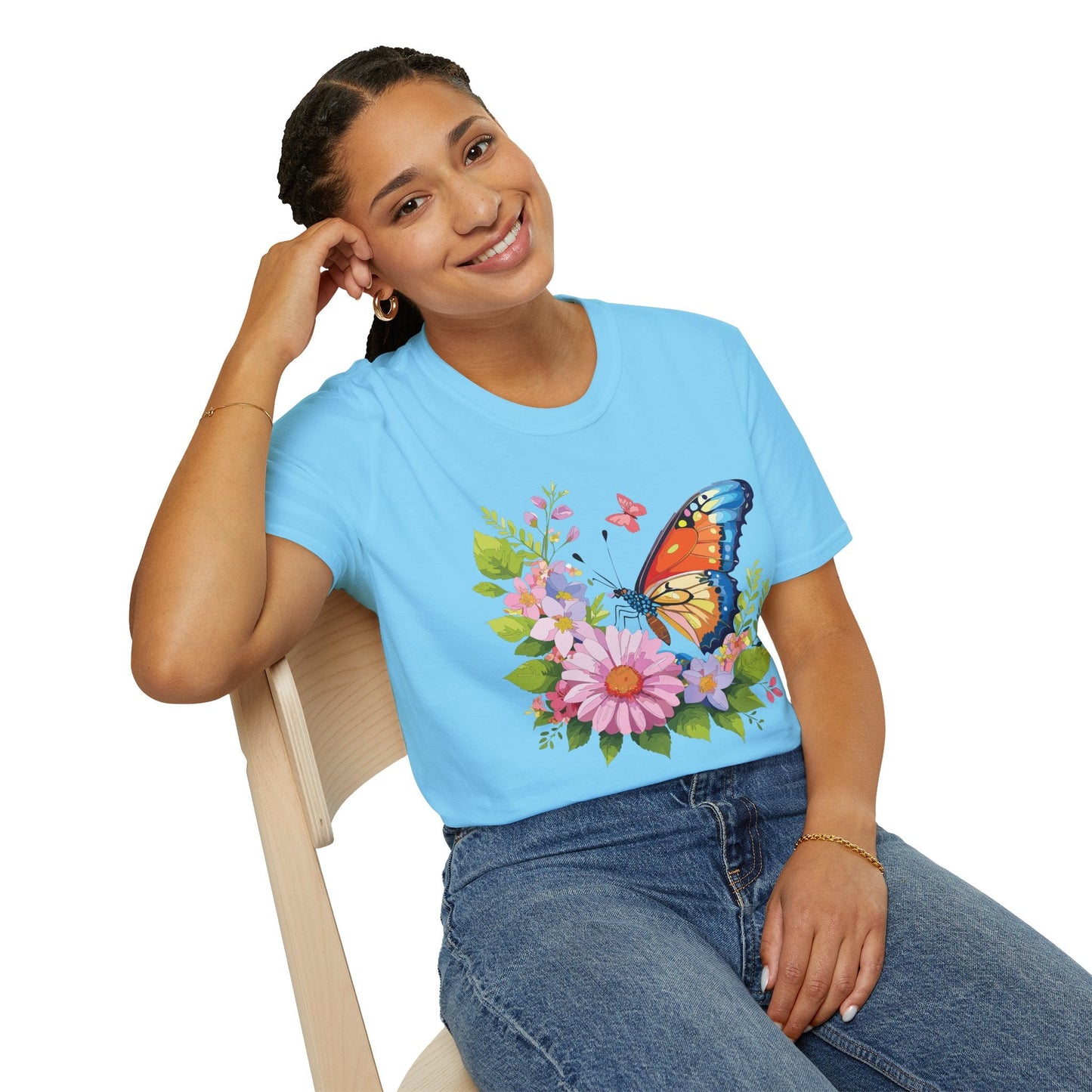 Butterfly T Shirt Unisex Short Sleeve Gildan Softstyle 64000 Monarch Butterfly Design Graphic