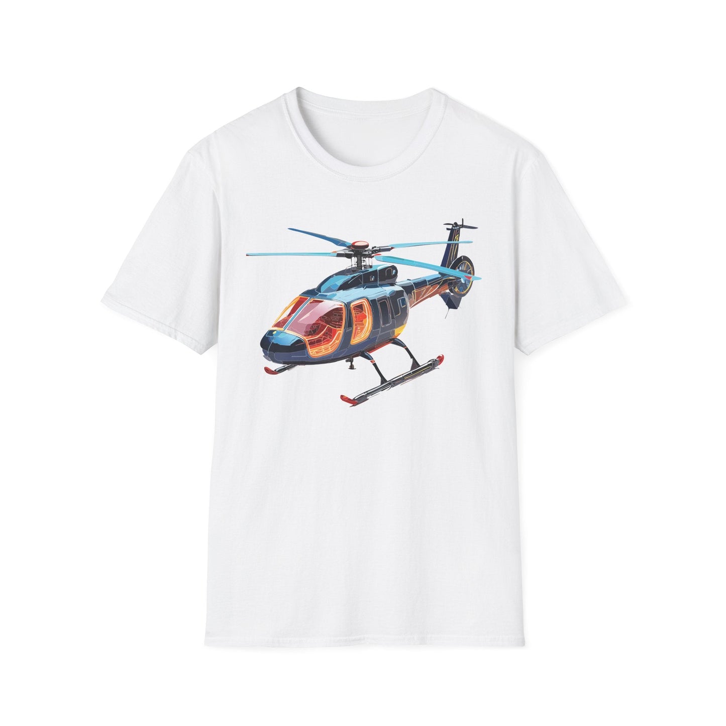 Unisex Helicopter Chopper Shirt Graphic Tee Softstyle 64000 100 Percent Ring Spun Cotton