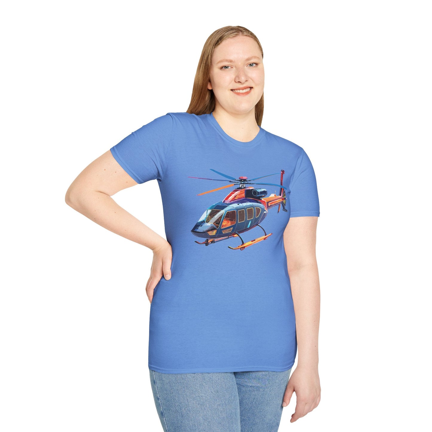 Chopper Helicopter Graphic T Shirt Unisex Softstyle Cotton Short Sleeve Artwork Design
