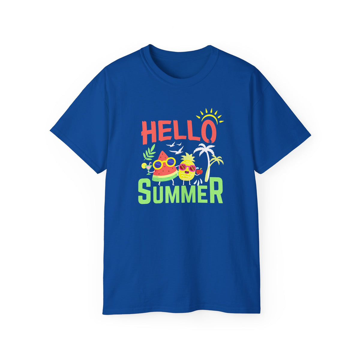 Hello Summer T-Shirt | Sunglasses Pineapple Palm Tree Summer Tee