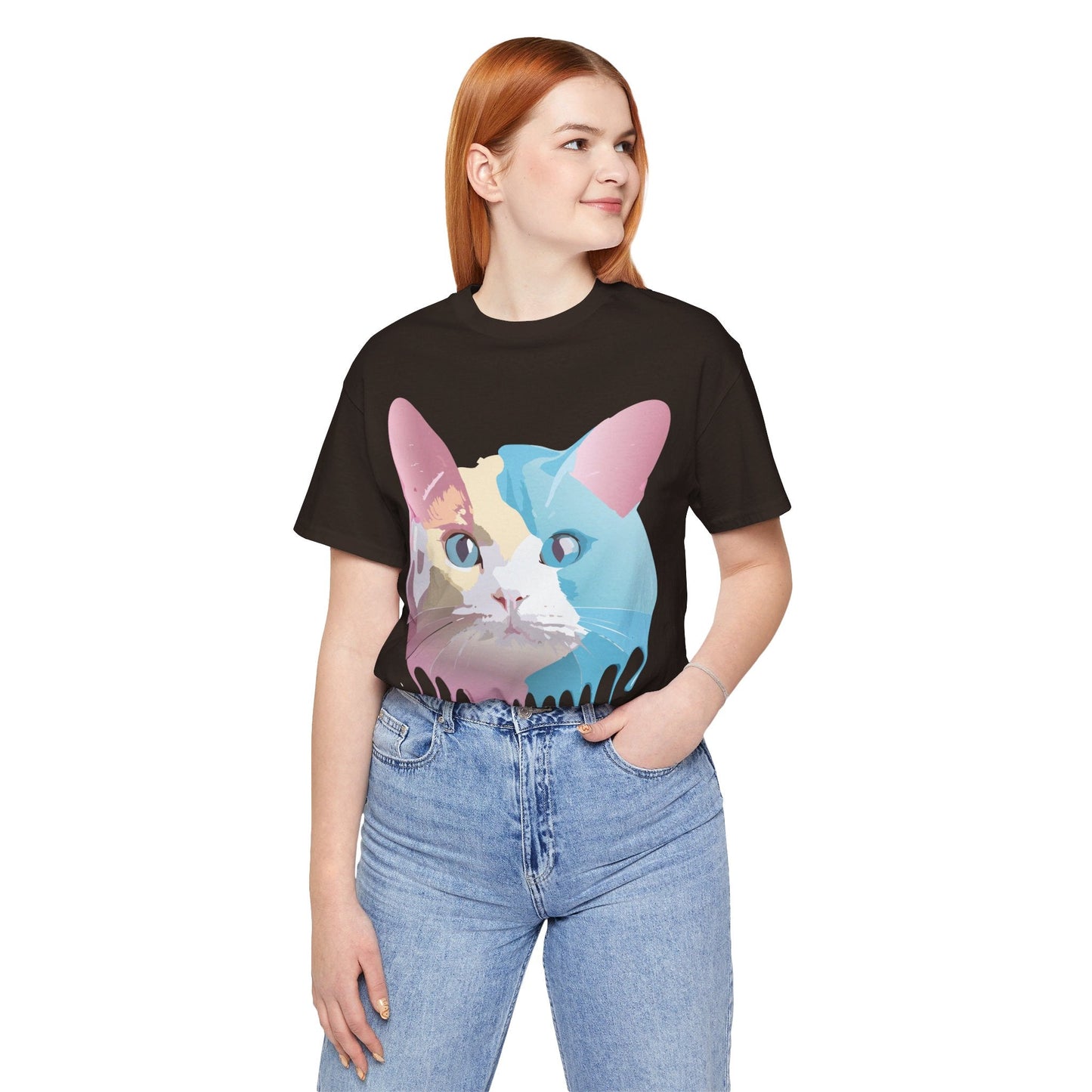 Cat Graphic Tee Unisex Short Sleeve Shirt With Vintage Adelpha Artwork