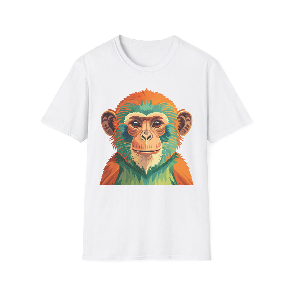 Colorful Monkey Face T-Shirt | Vibrant Primate Illustration Tee