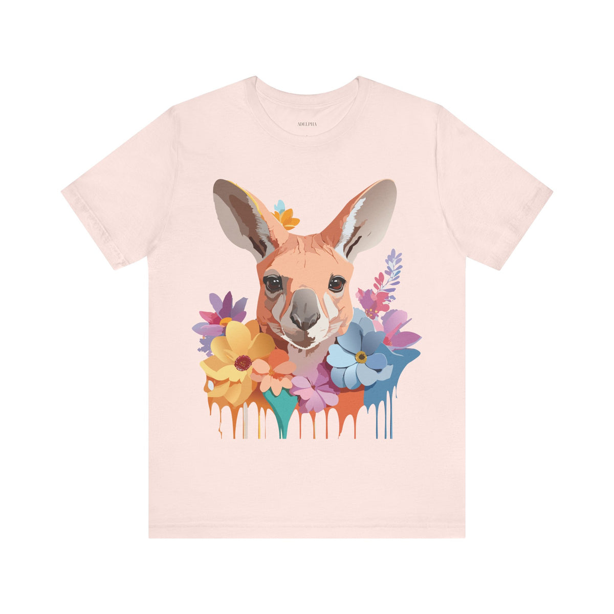 Kangaroo Graphic Unisex Cotton Bella+Canvas Tee with Art Animal Design e38