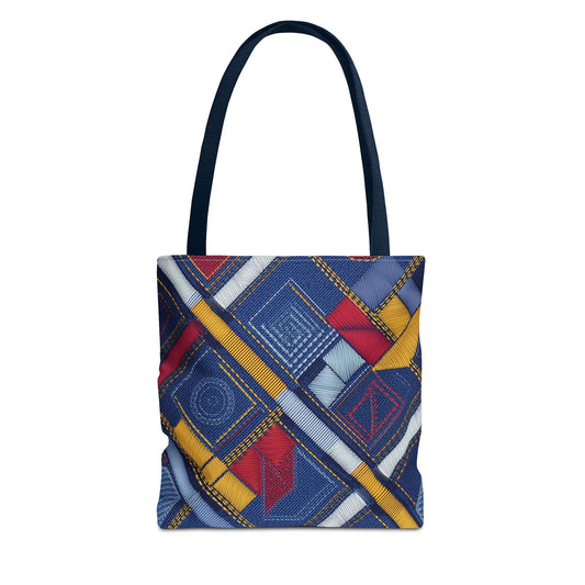Denim Fabric Imitation Print Unisex Canvas Bag Poly Spun 3 Sizes Tote Bag 189-5