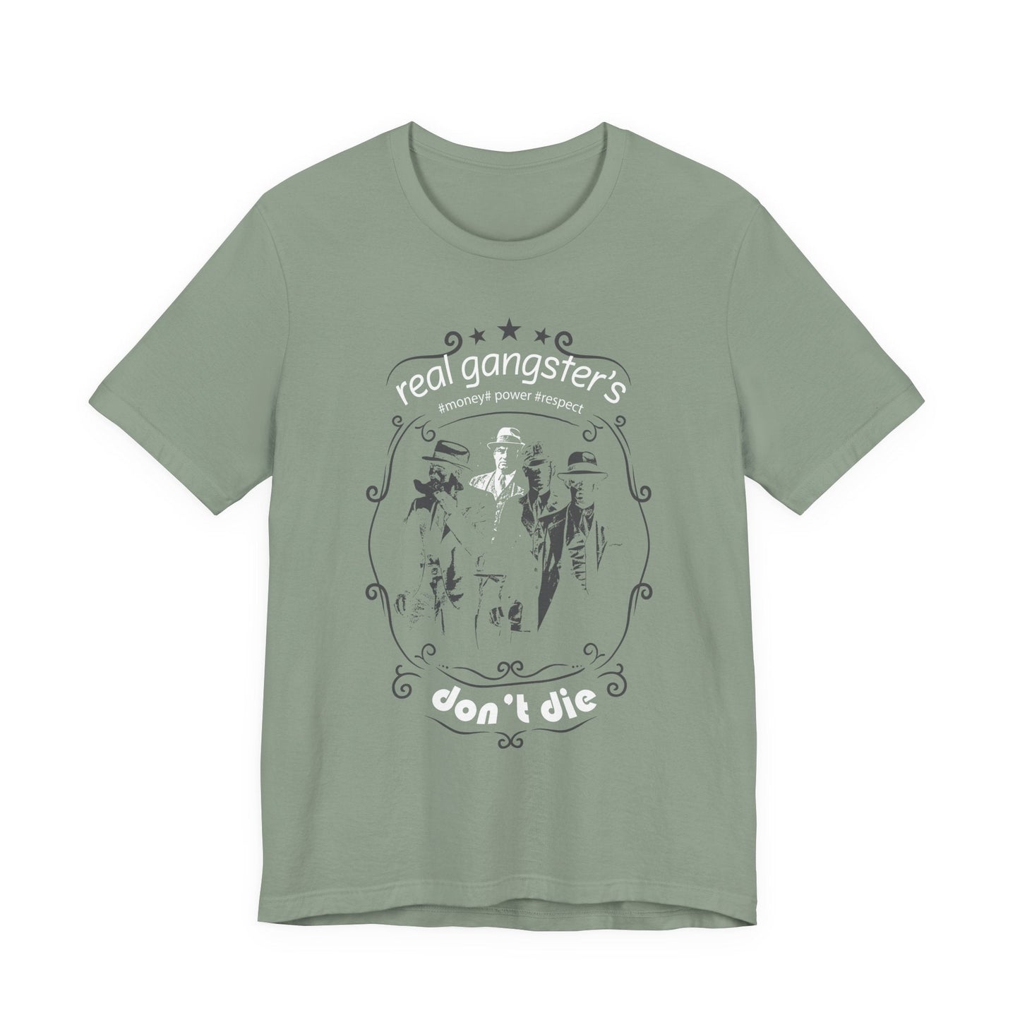 Real Gangsters Don't Die T-Shirt Vintage Outlaw Illustration Retro Biker Tee A-3