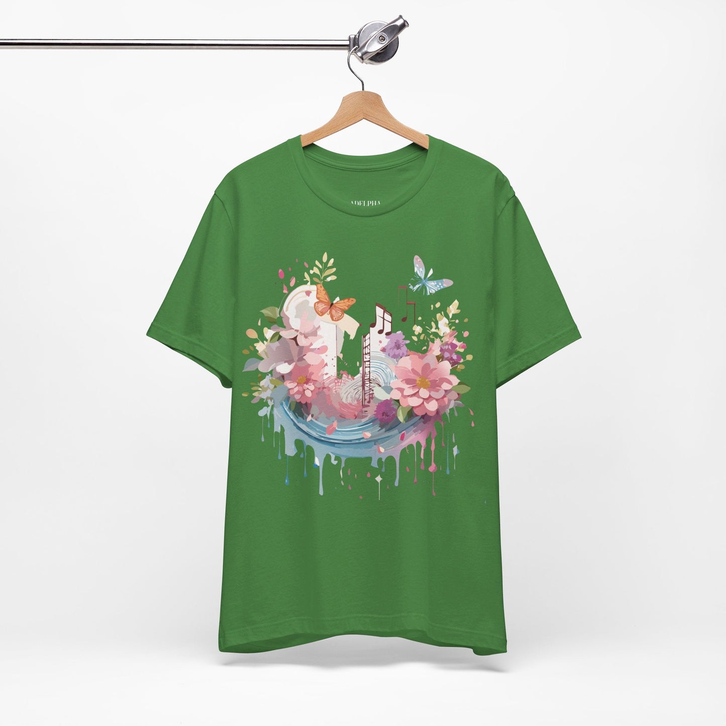 Music Graphic Unisex 100 Cotton Vintage Art with Musical Elements Tee 121