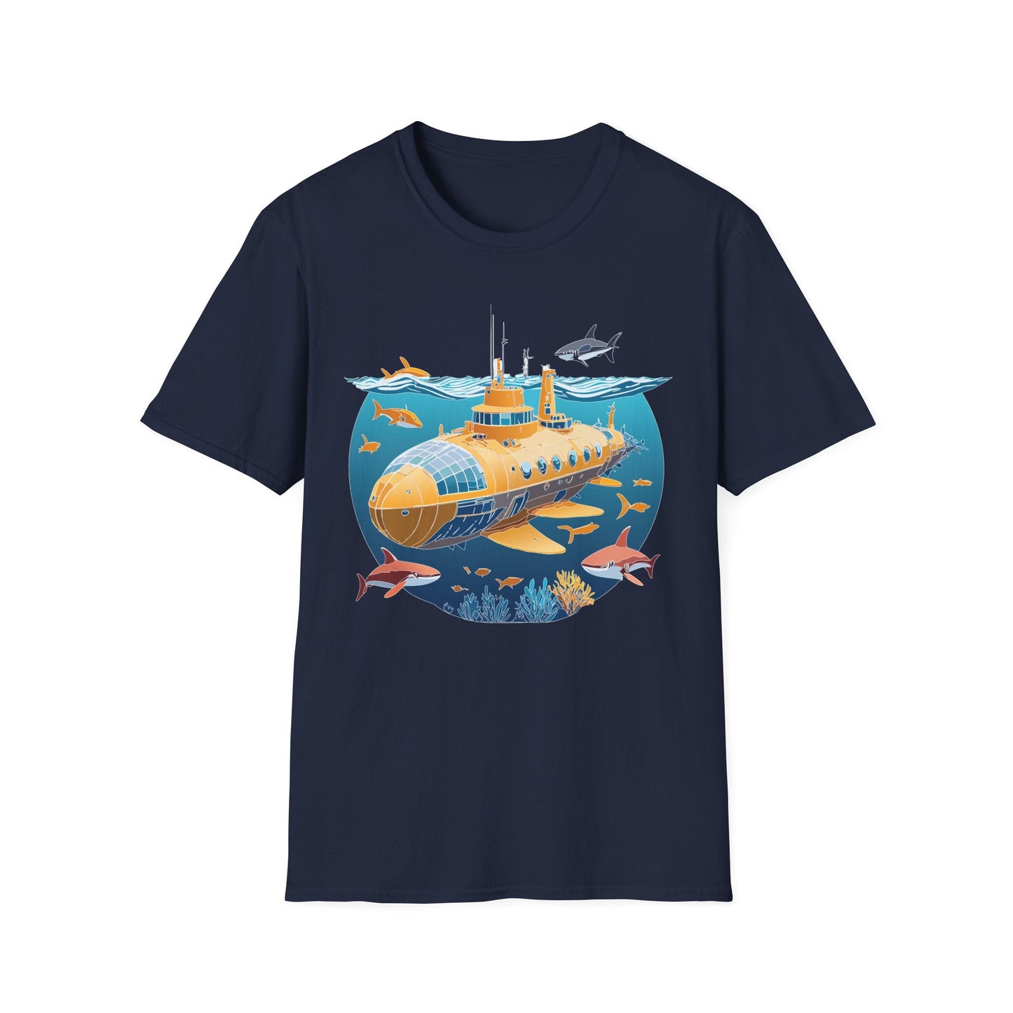 Ocean Themed Unisex Softstyle T Shirt 100 Percent Ring Spun Cotton U Boat Design Tee Everyday
