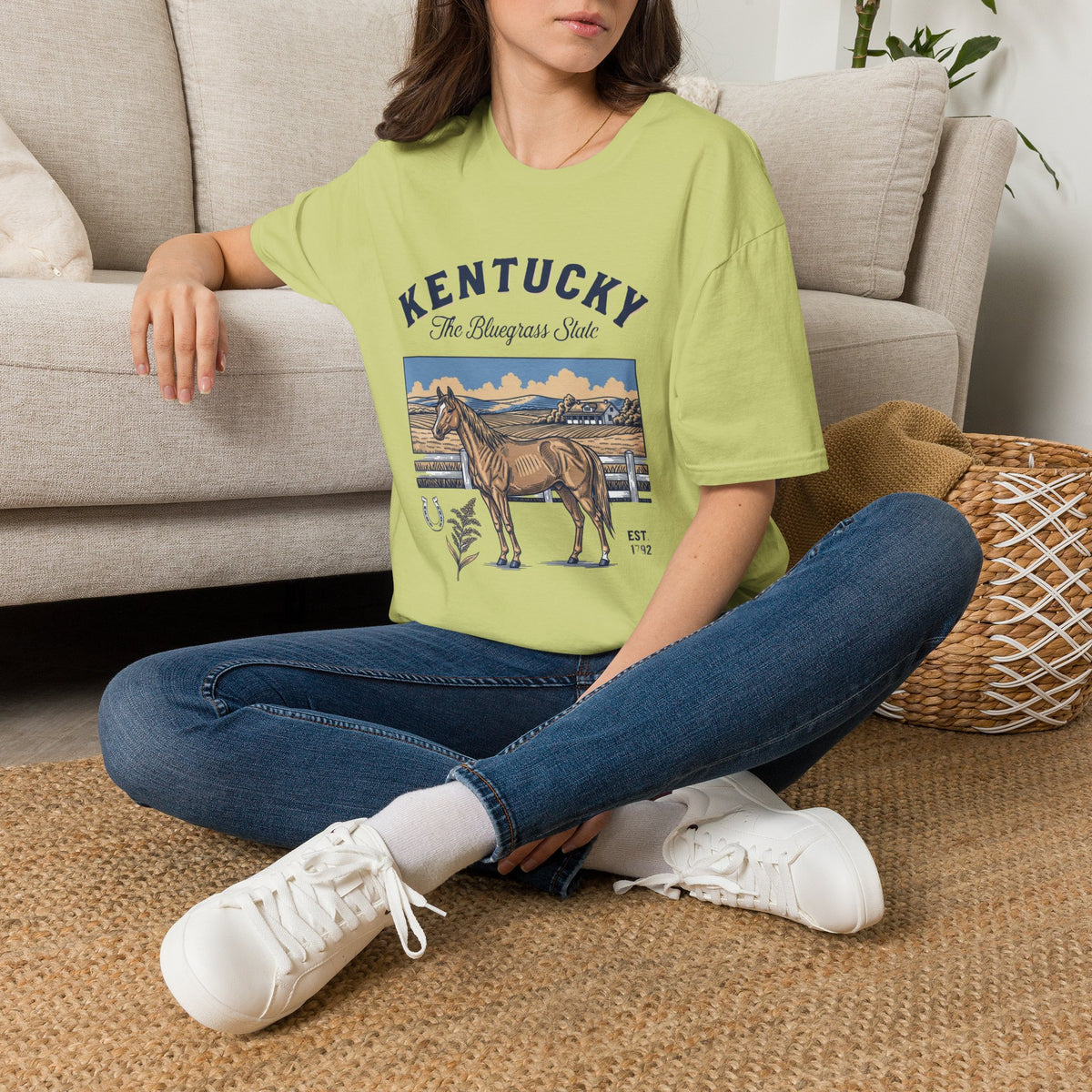 Kentucky Horse Vintage Graphic T-Shirt — The Bluegrass State Travel Tourist Graphic Tee Unisex 100 Cotton Gildan T-Shirt