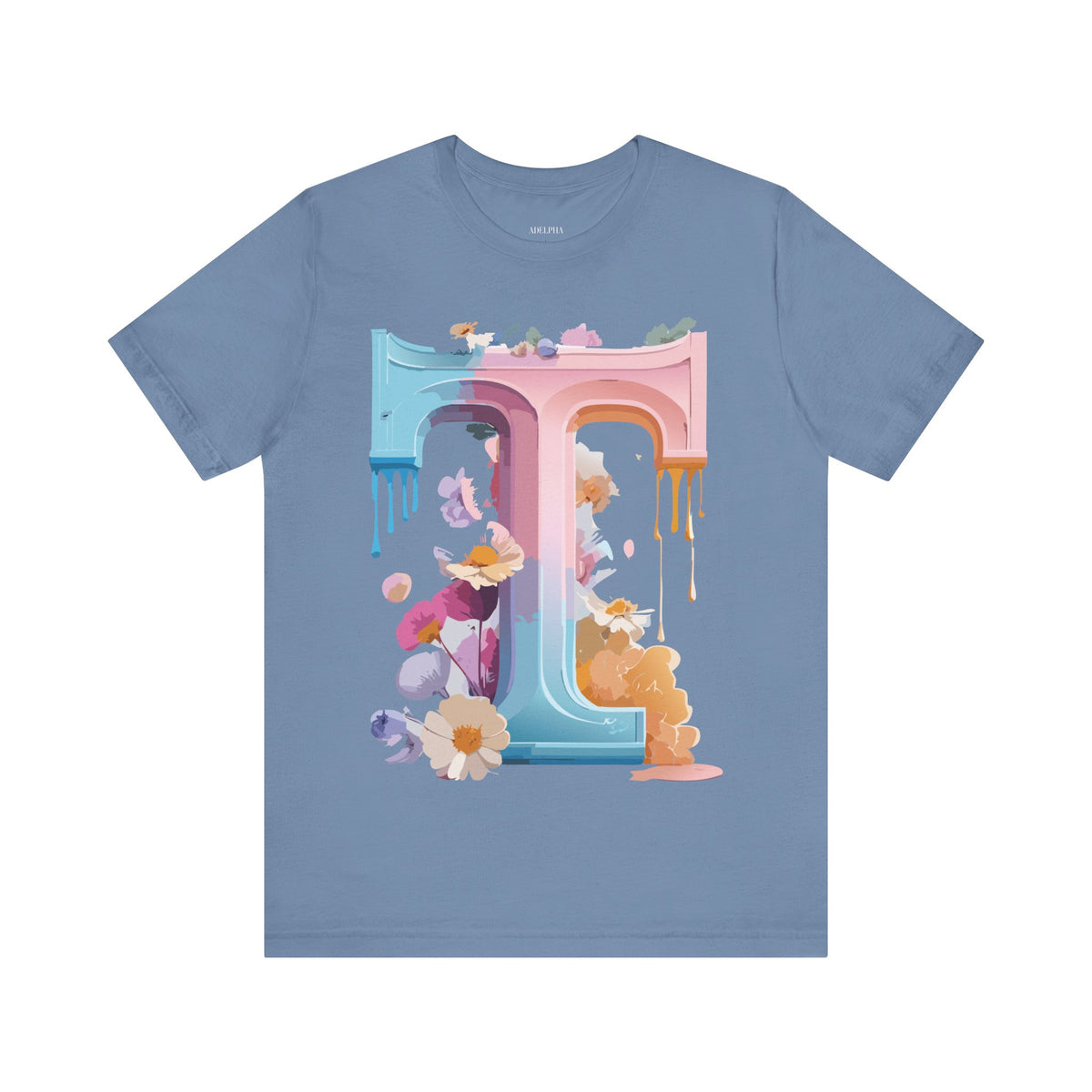 Letter T Graphic Unisex Cotton Bella+Canvas Tee with Art Letter Design