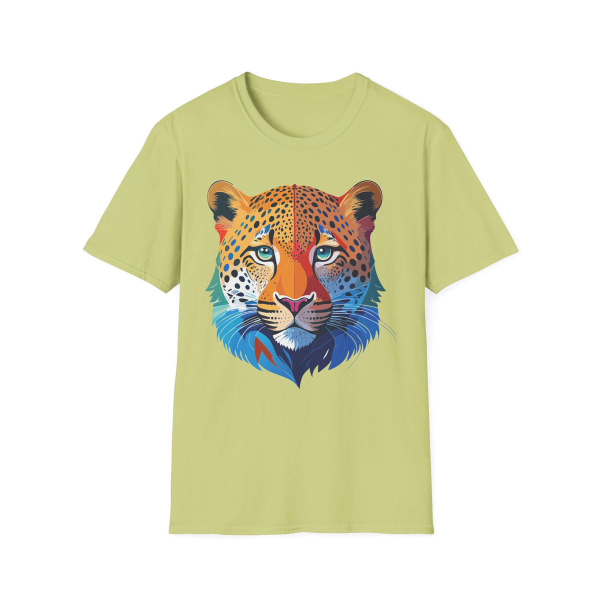 Colorful Leopard Face T-Shirt | Rainbow Big Cat Illustration