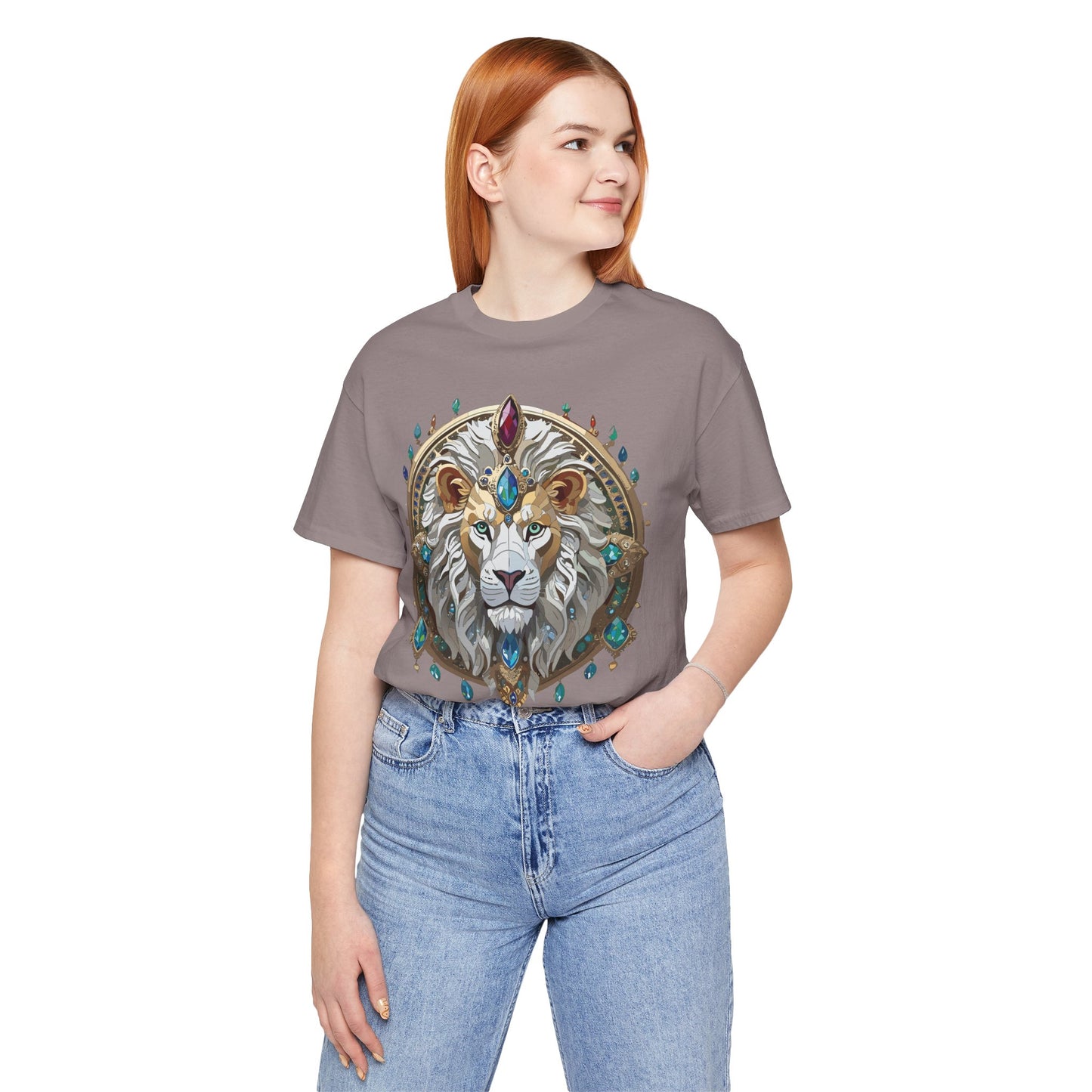 Unisex Lion Graphic Tee, Animal Shirt, Tee Shirt with Lion, Medallion T-Shirt, Animal Medallion Tees