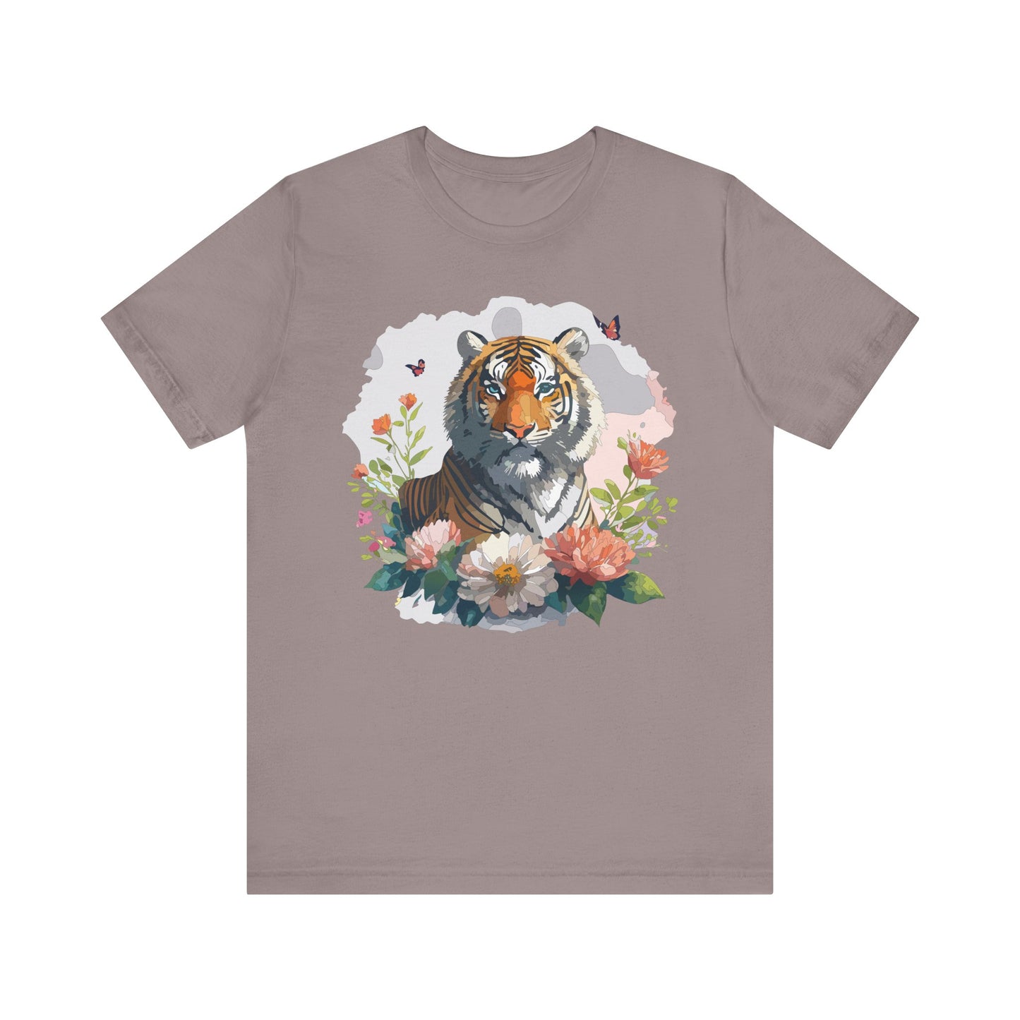 Floral Tiger Graphic Tee, Animal Shirt, Tiger Shirt, Flower Top, T-Shirt with Animal, Art Design