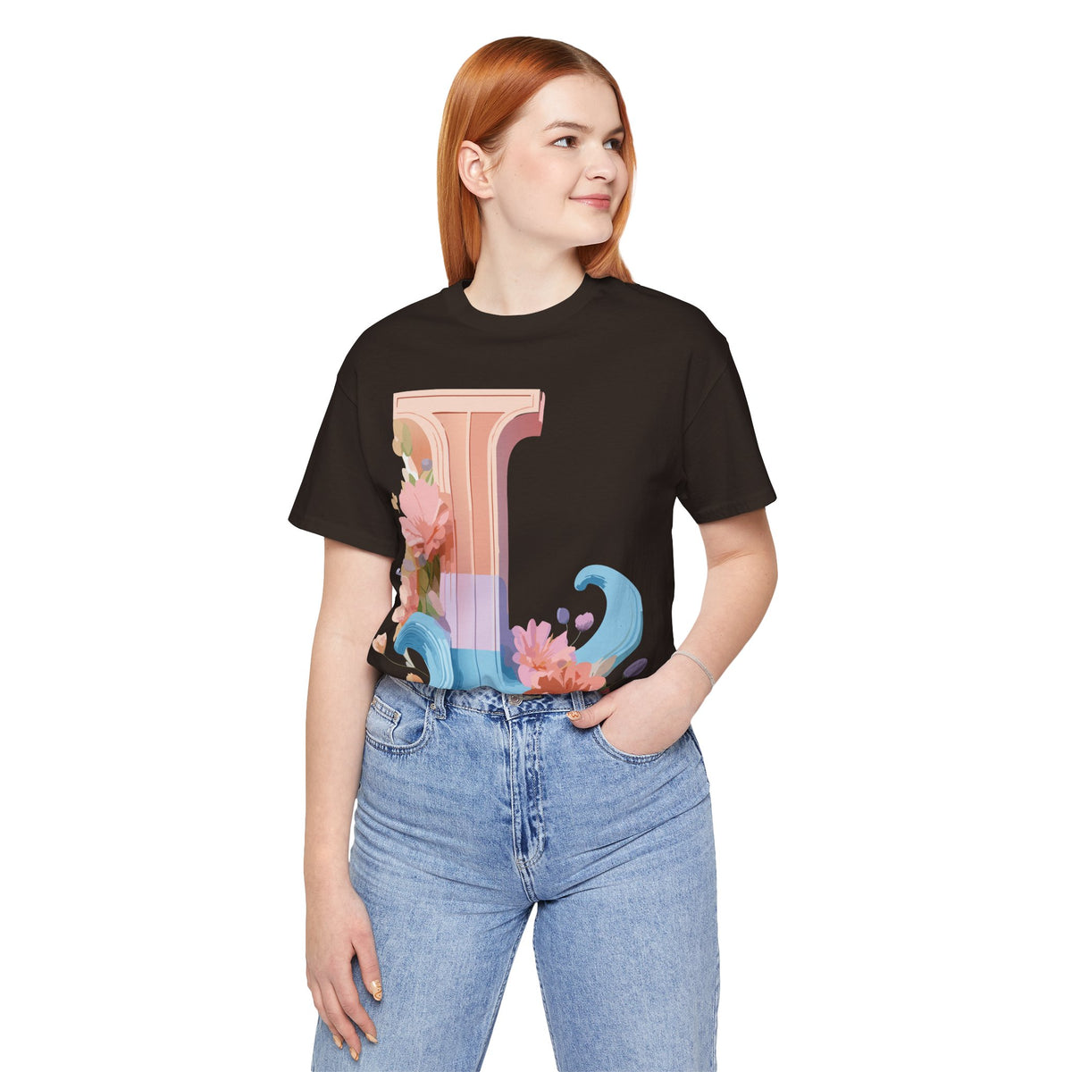 Letter L Graphic Unisex Cotton Bella+Canvas Tee with Art Letter Design