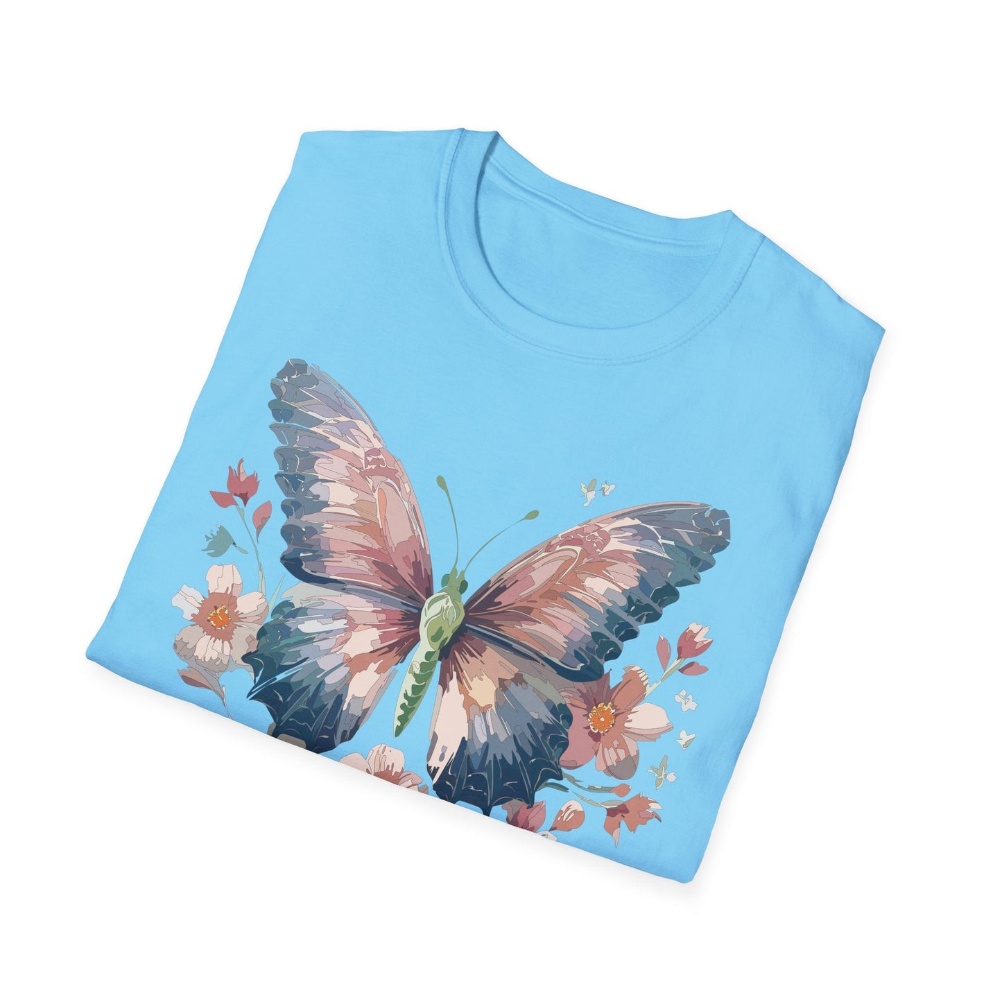 Butterfly Print T Shirt Monarch Unisex Gildan Softstyle 64000 Cotton Tee For Everyday Comfort