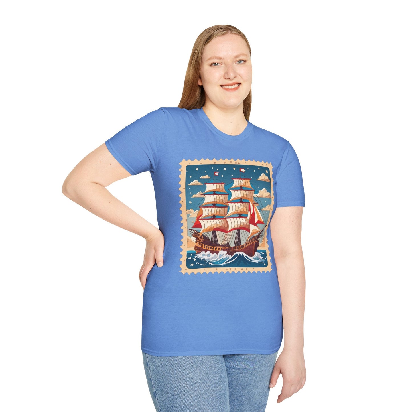 Ship T Shirt Unisex Frigate Vessel Tee Gildan Softstyle 64000 100 Percent Ring Spun Cotton