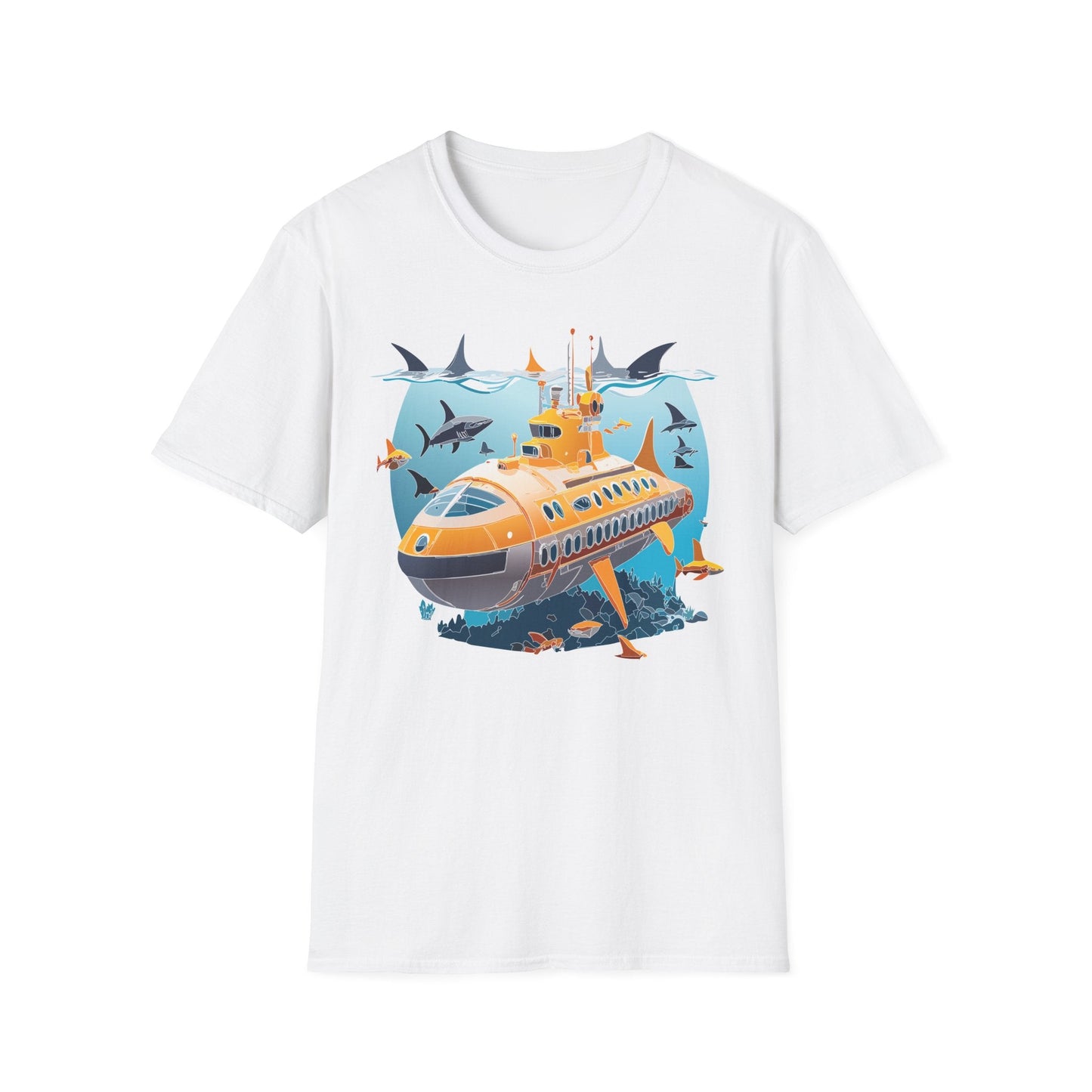 Ocean Themed Unisex Gildan Softstyle 64000 Short Sleeve T Shirt With Ocean Art Design
