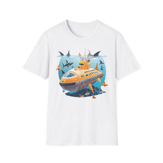 Ocean Themed Unisex Gildan Softstyle 64000 Short Sleeve T Shirt With Ocean Art Design
