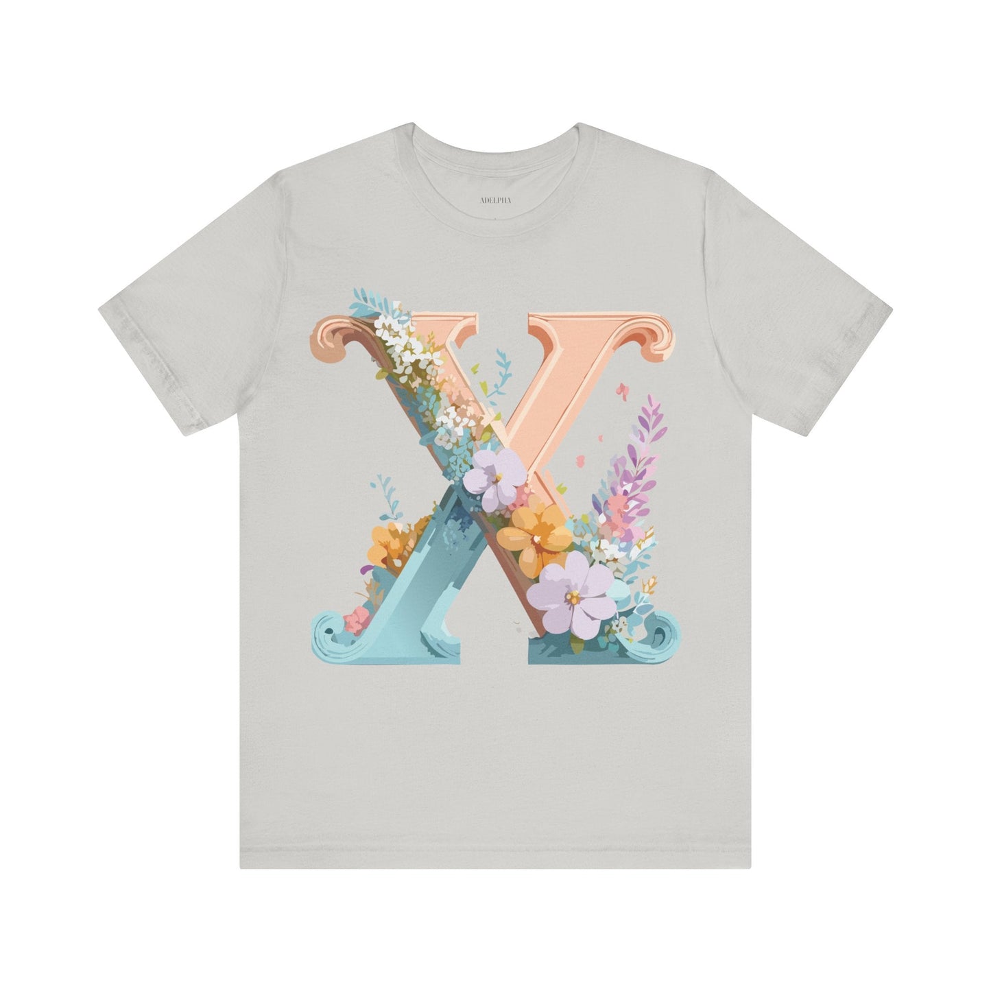 Letter X Graphic Unisex Jersey Tee With Vintage Inspired Artwork Short Sleeve