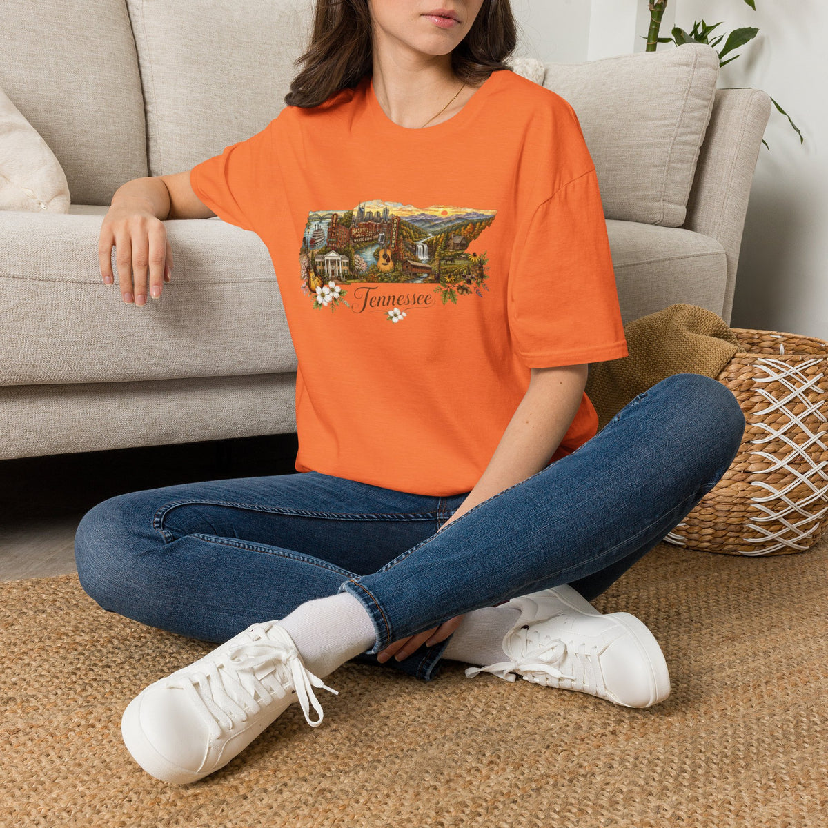 Tennessee Vintage State Map Graphic Design Unisex 100 Cotton Gildan T-Shirt