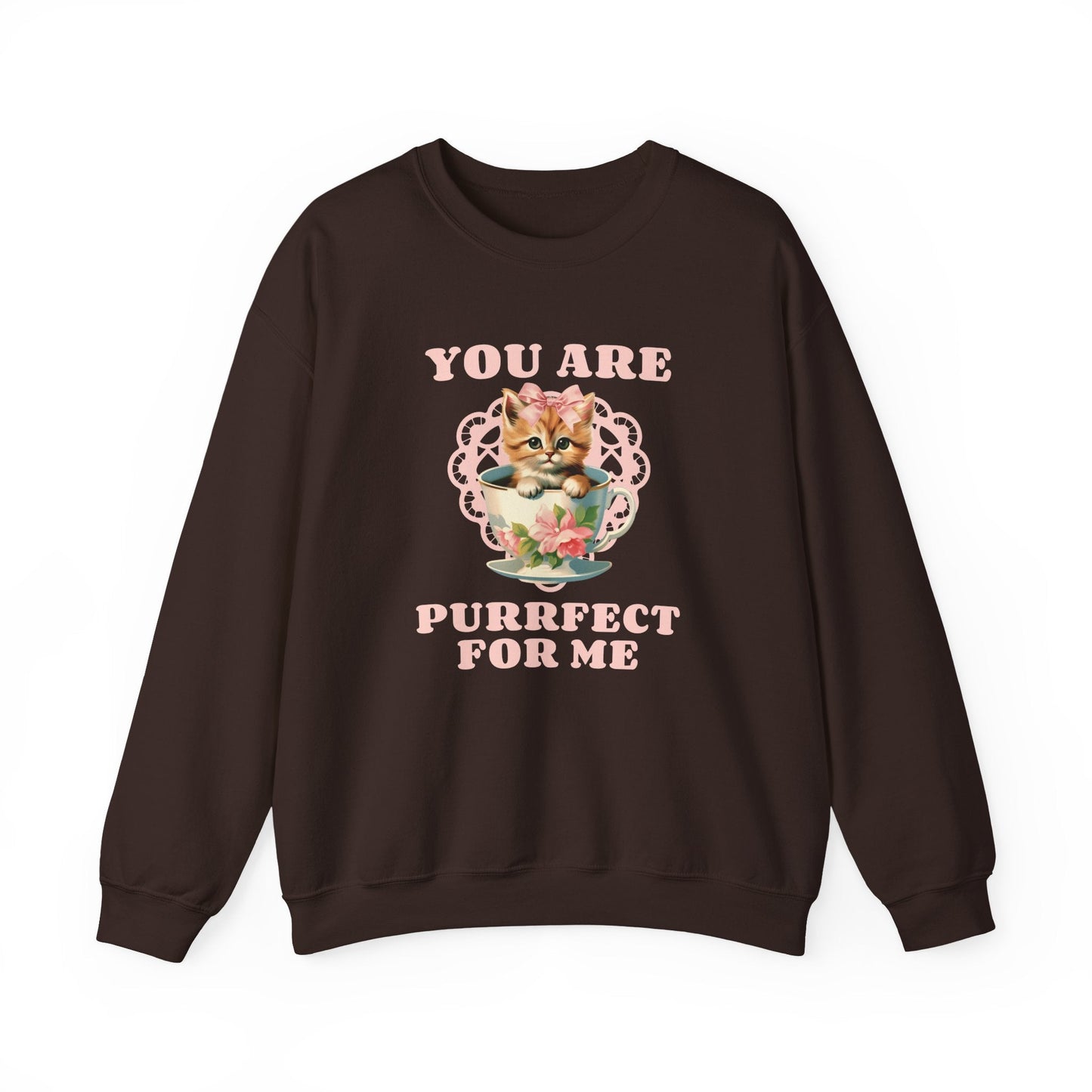 Cat Sweatshirt With Heart Print Valentines Day Unisex 50 50 Cotton Poly Crewneck