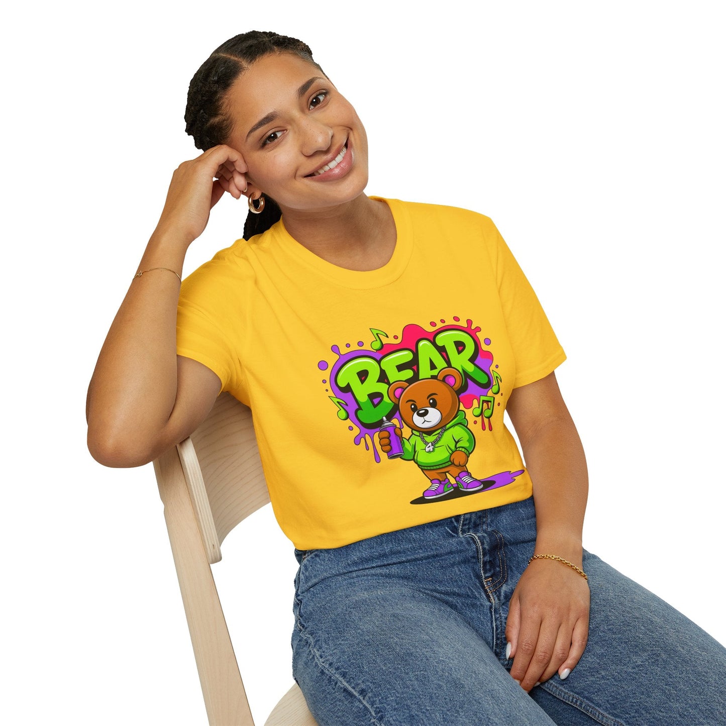 Cartoon T Shirt With Animation Funny Animals Tee Gildan Softstyle 64000 100 Percent Ring Spun Cotton