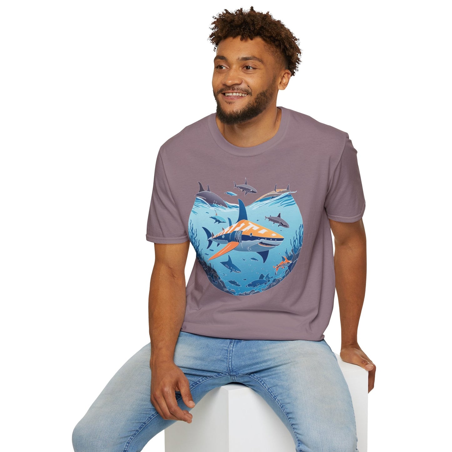 Ocean Tee Shirt Unisex Softstyle Gildan 64000 100 Percent Ring Spun Cotton Breathable U Boat Design