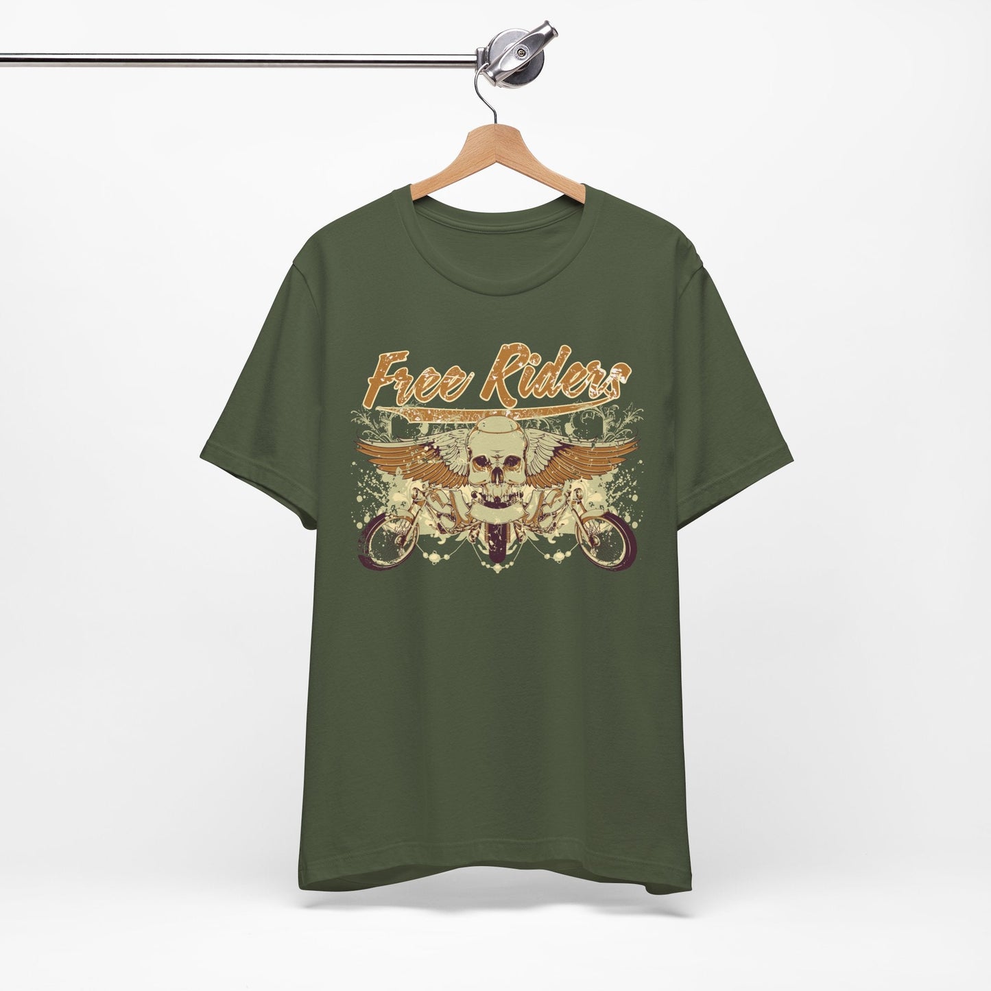 Free Riders Skull Motorcycle Tee Biker Graphic Art Design T-Shirt A-1